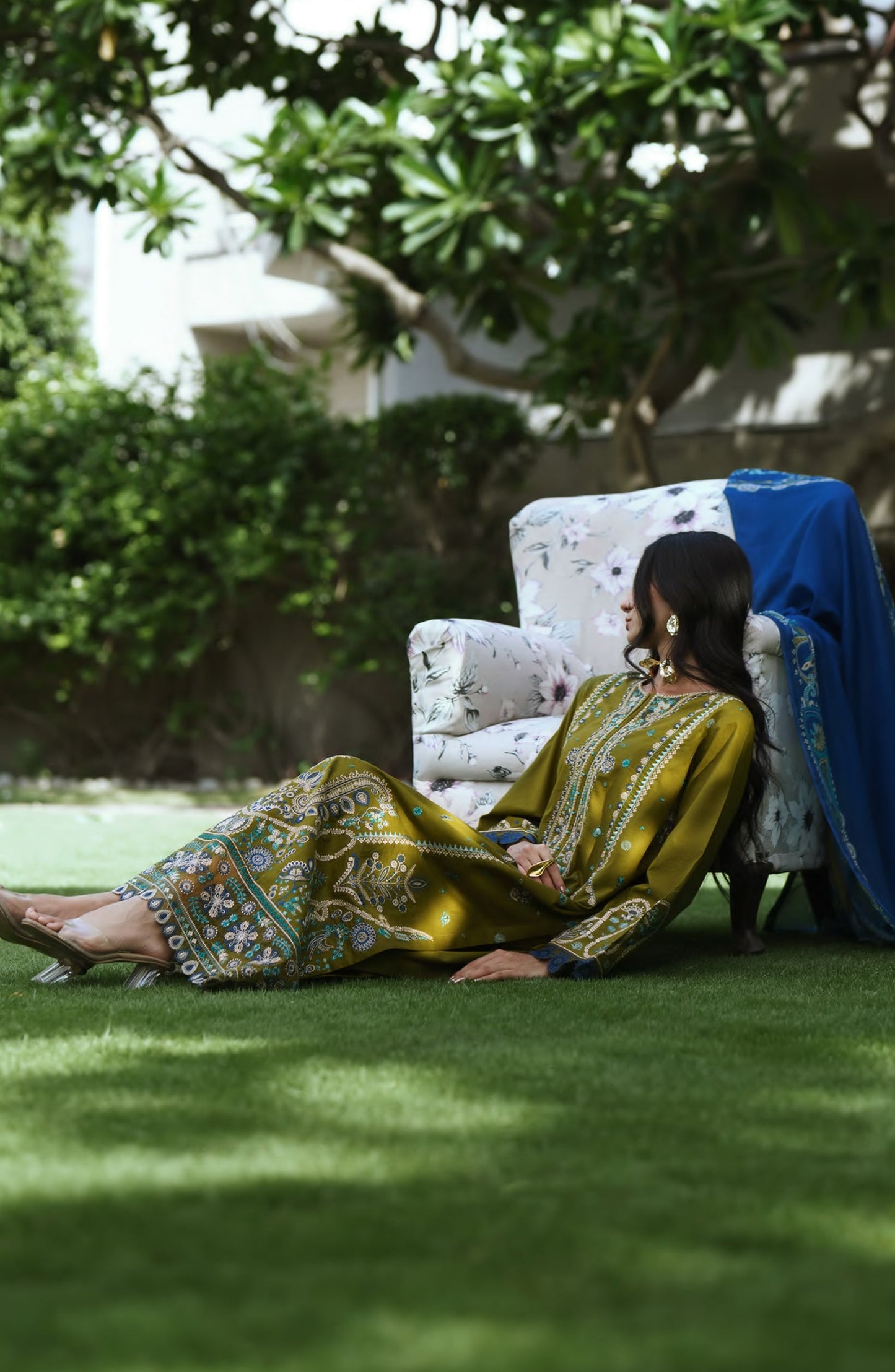 Breathe by Casual Lite Embroidered Cotton Cambric Stitched 3 Piece Suit - 07 Elis Meadow - CL26BRTH - Green - Summer Collection