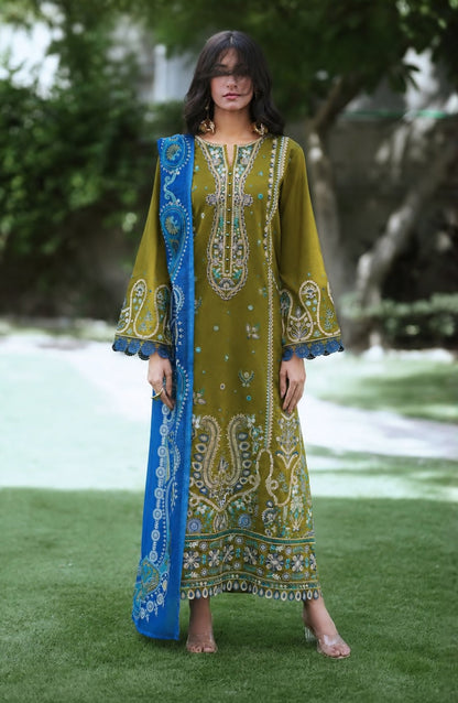 Breathe by Casual Lite Embroidered Cotton Cambric Stitched 3 Piece Suit - 07 Elis Meadow - CL26BRTH - Green - Summer Collection