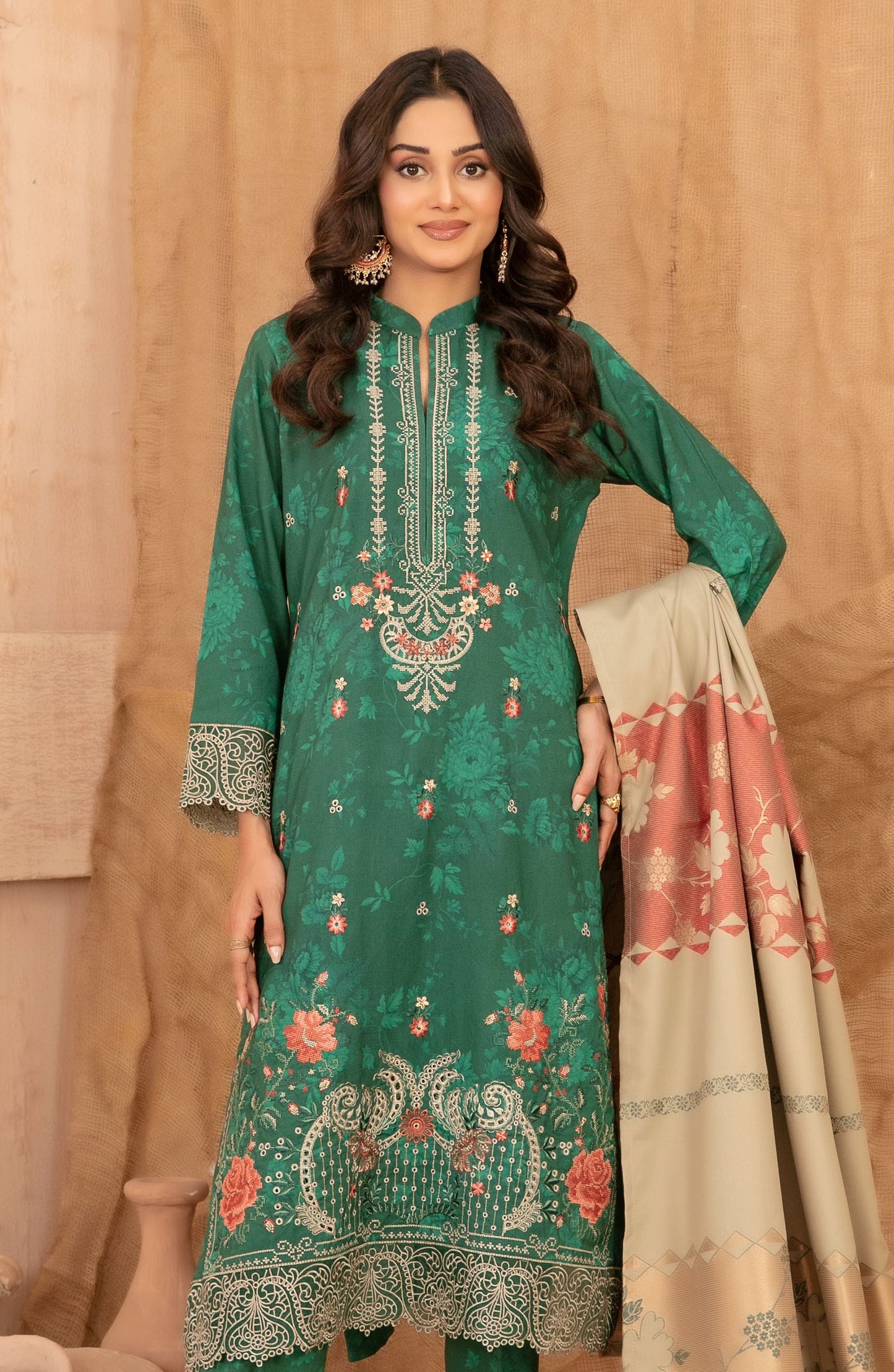 Cassa by Tawakkal Fabrics Embroidered Dhanak Unstitched 3 Piece Suit - D-5396 - TF25CASA - Green - Winter Collection