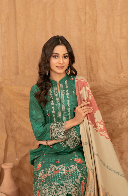 Cassa by Tawakkal Fabrics Embroidered Dhanak Unstitched 3 Piece Suit - D-5396 - TF25CASA - Green - Winter Collection