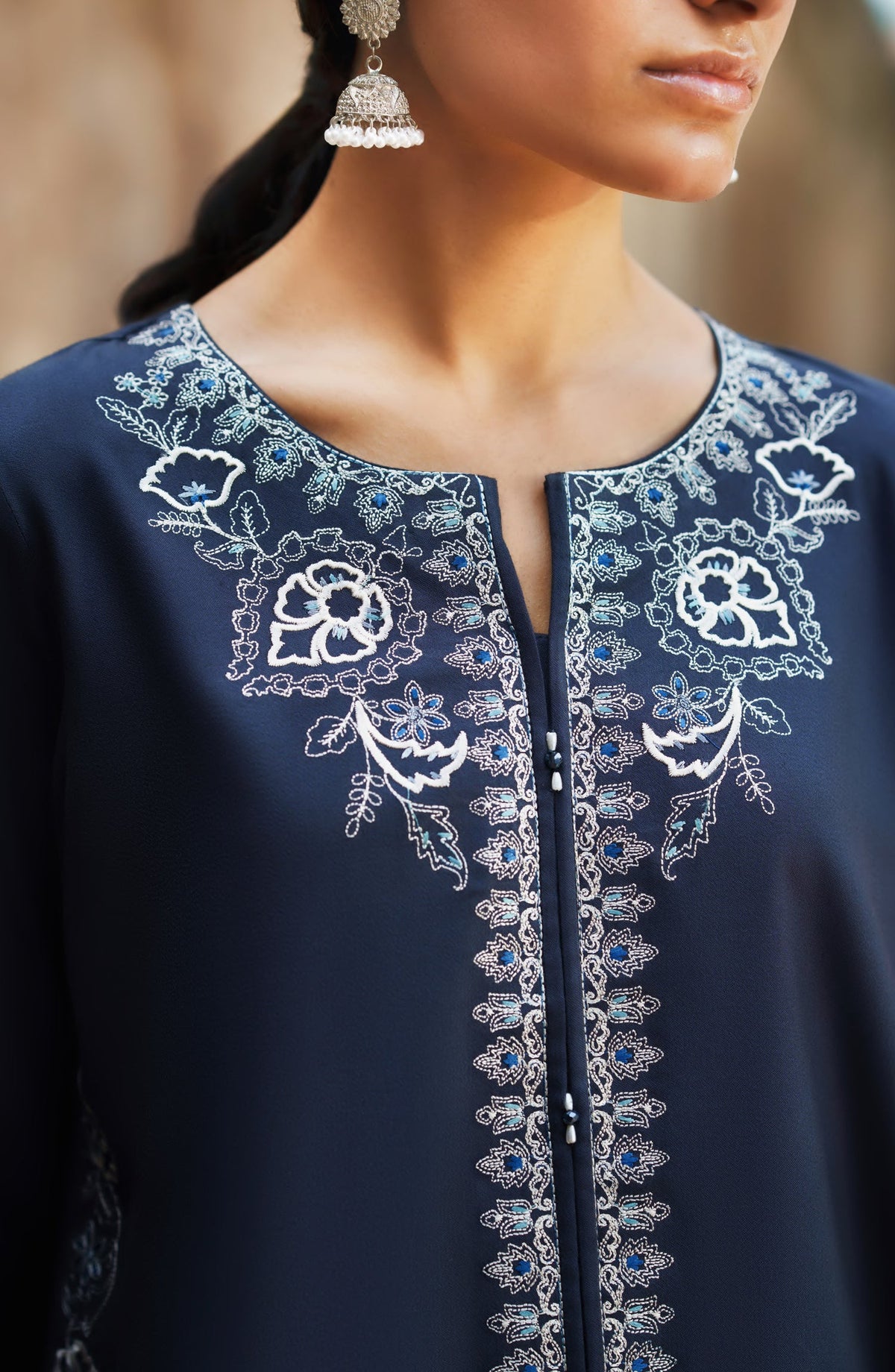 Casual Lite Moksha Embroidered Silk Karandi Stitched 3 Piece Suit - D-05 MASHA - CL26MK - Blue - Winter Collection