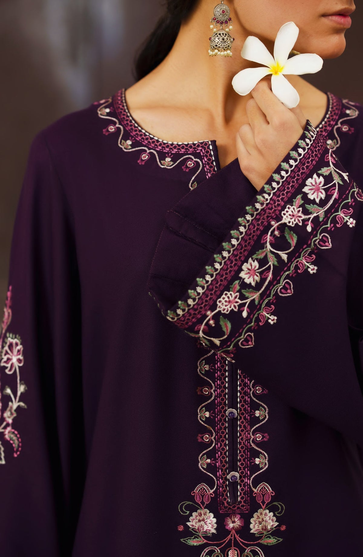 Casual Lite Moksha Embroidered Silk Karandi Stitched 3 Piece Suit - D-06 PARISA - CL26MK - Purple - Winter Collection