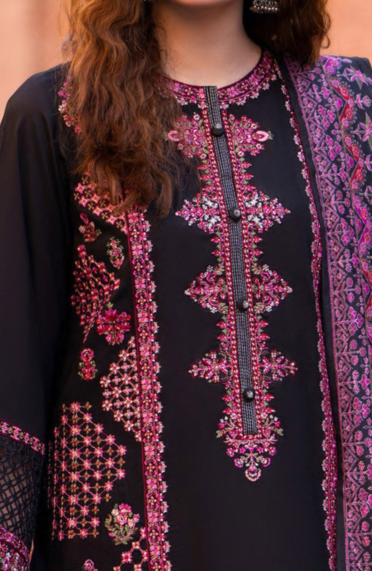 Casual Lite Bazaar Pret Hit Codes Embroidered Stitched 3 Piece Suit - D-02 - CL26HTC - Black - Festive Collection