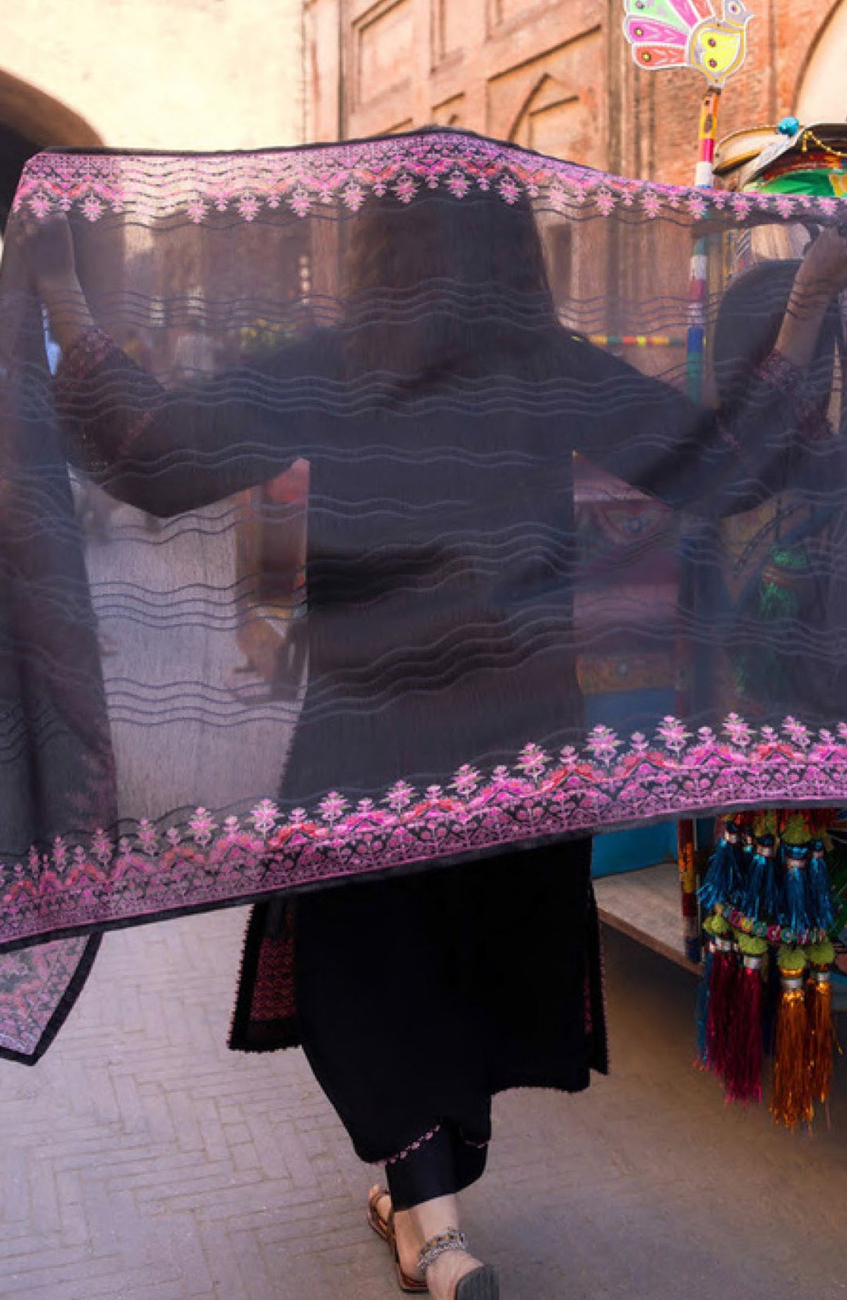 Casual Lite Bazaar Pret Hit Codes Embroidered Stitched 3 Piece Suit - D-02 - CL26HTC - Black - Festive Collection