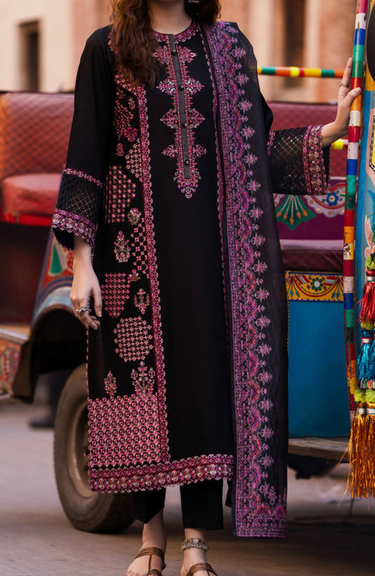 Casual Lite Bazaar Pret Hit Codes Embroidered Stitched 3 Piece Suit - D-02 - CL26HTC - Black - Festive Collection