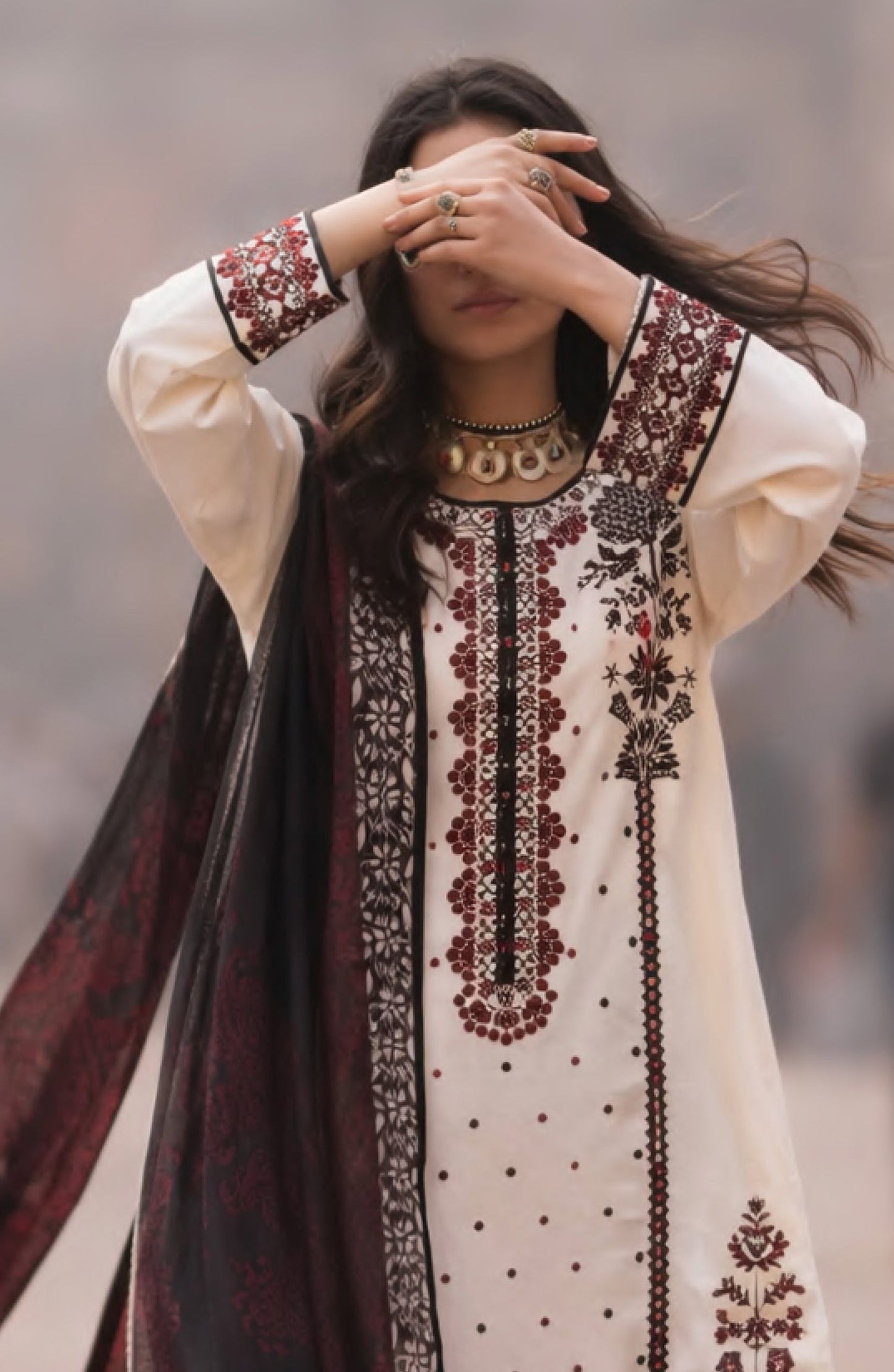 Casual Lite Bazaar Pret Hit Codes Embroidered Stitched 3 Piece Suit - D-03 - CL26HTC - White - Festive Collection