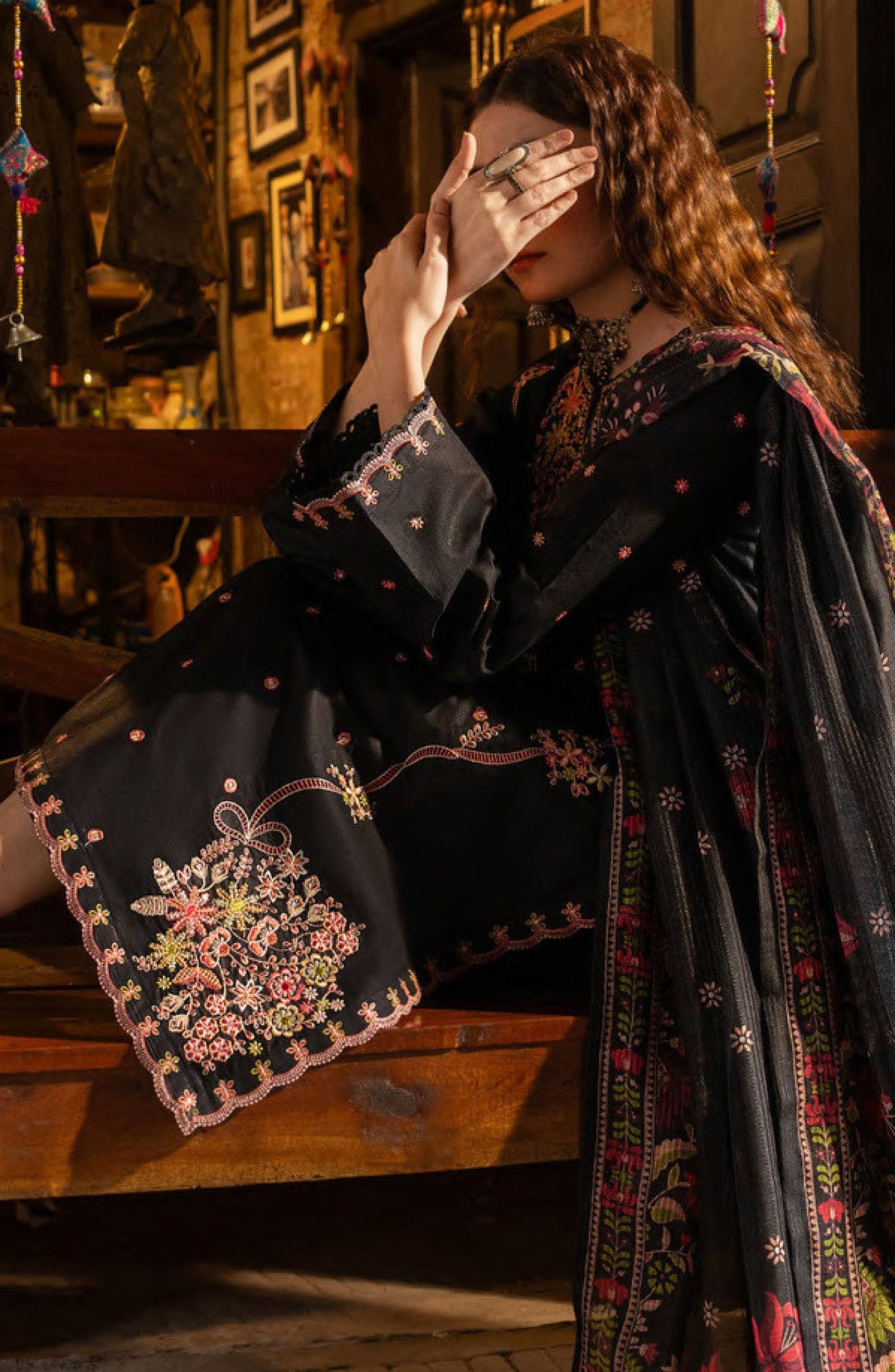 Casual Lite Bazaar Pret Hit Codes Embroidered Stitched 3 Piece Suit - D-04 - CL26HTC - Black - Festive Collection