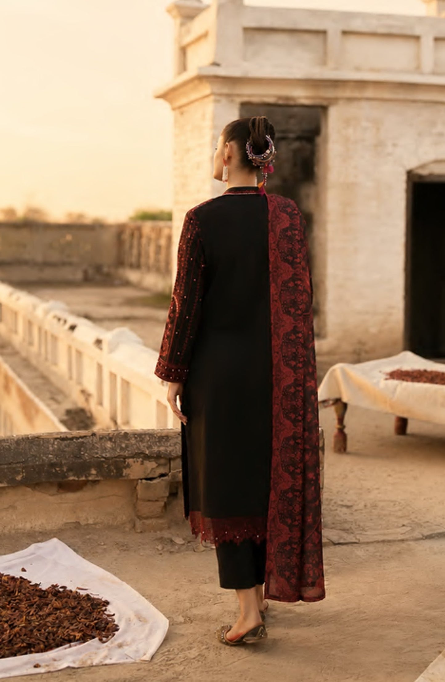 Casual Lite HER Summer Embroidered Cotton Lawn Stitched 3 Piece Suit - Aurevine - CL26HER - Black - Festive Collection