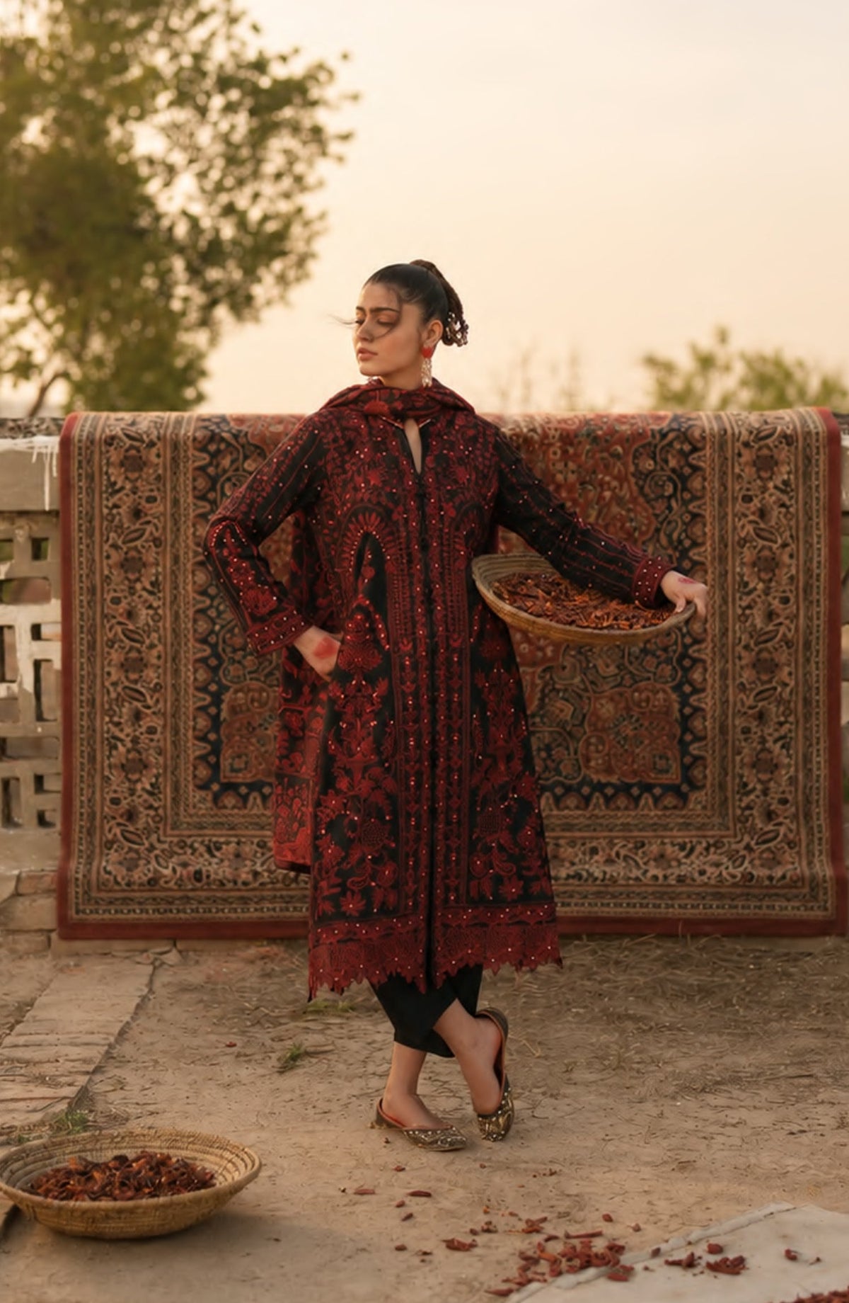 Casual Lite HER Summer Embroidered Cotton Lawn Stitched 3 Piece Suit - Aurevine - CL26HER - Black - Festive Collection