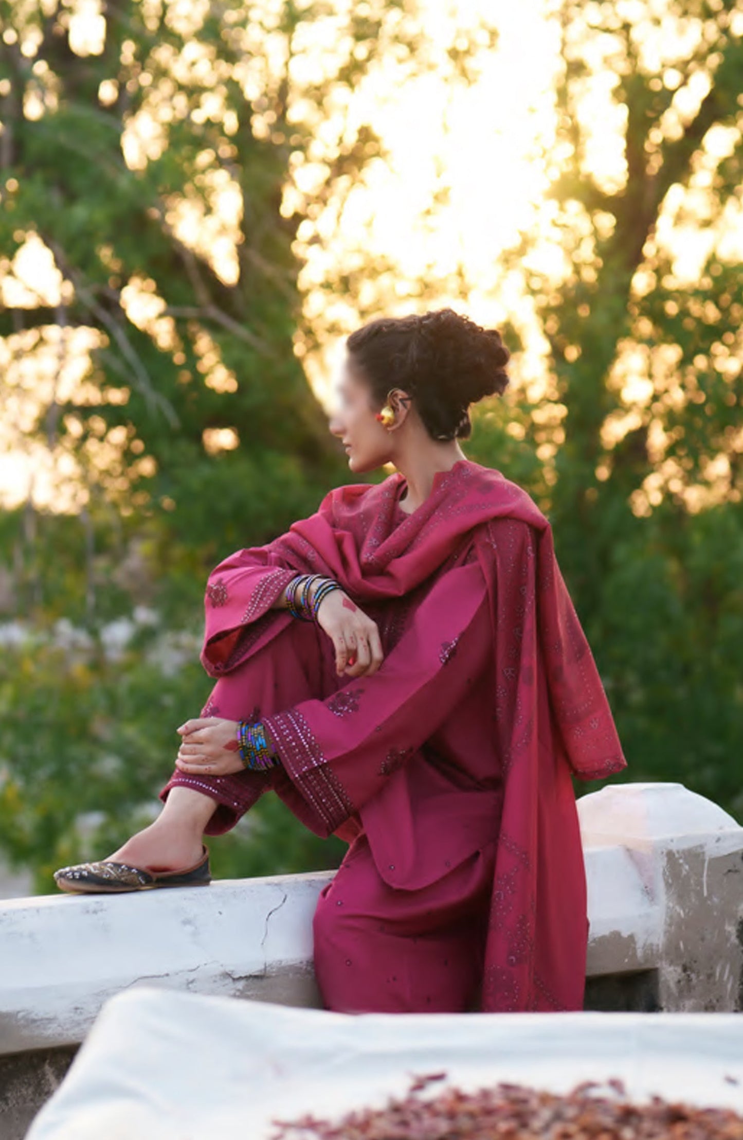 Casual Lite HER Summer Embroidered Cotton Lawn Stitched 3 Piece Suit - Veloura - CL26HER - Maroon - Festive Collection