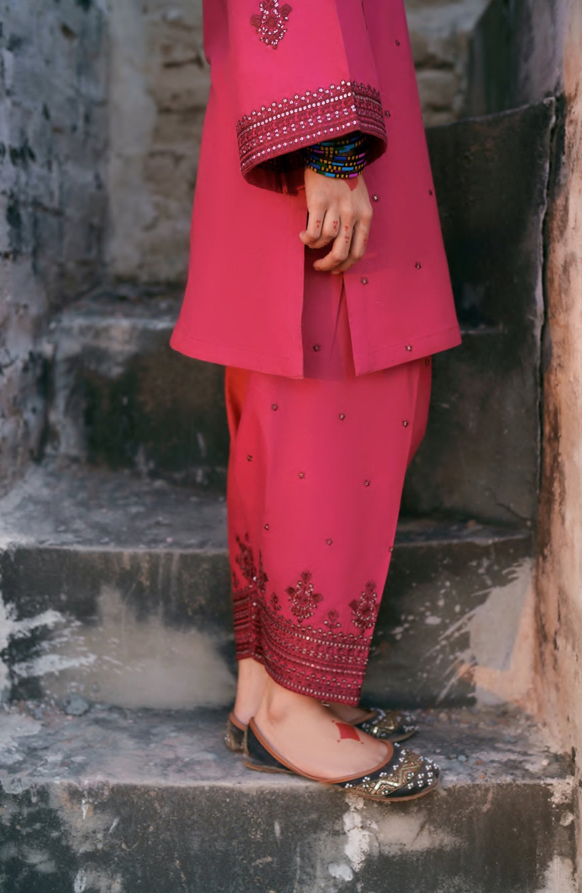 Casual Lite HER Summer Embroidered Cotton Lawn Stitched 3 Piece Suit - Veloura - CL26HER - Maroon - Festive Collection