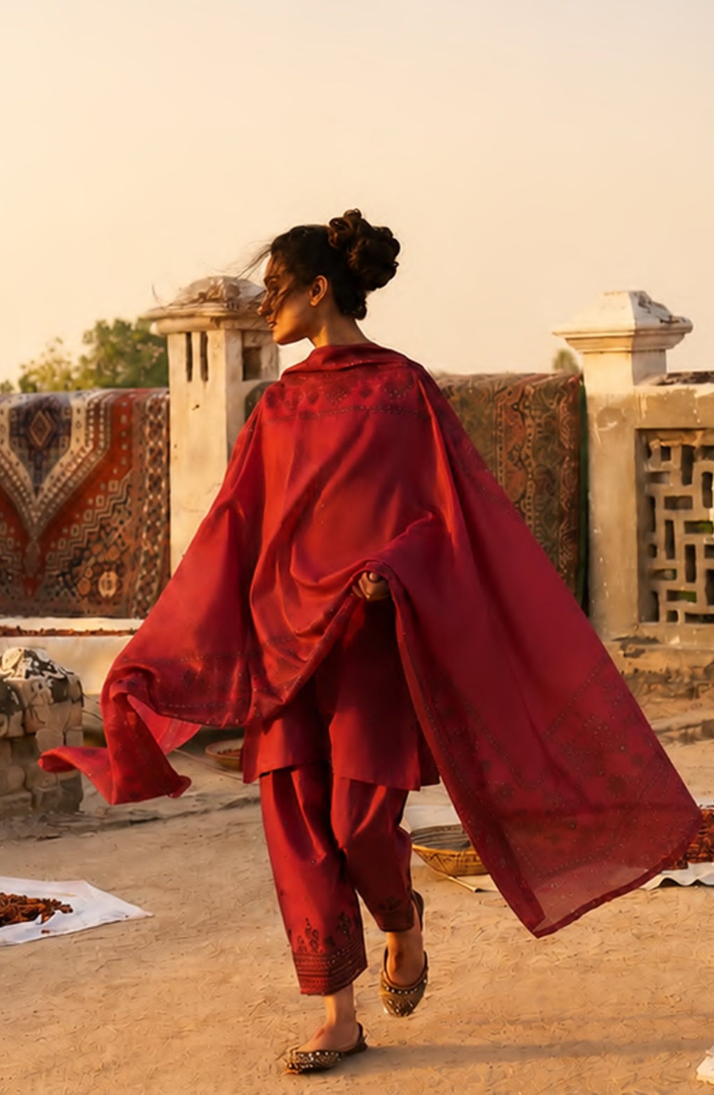 Casual Lite HER Summer Embroidered Cotton Lawn Stitched 3 Piece Suit - Veloura - CL26HER - Maroon - Festive Collection