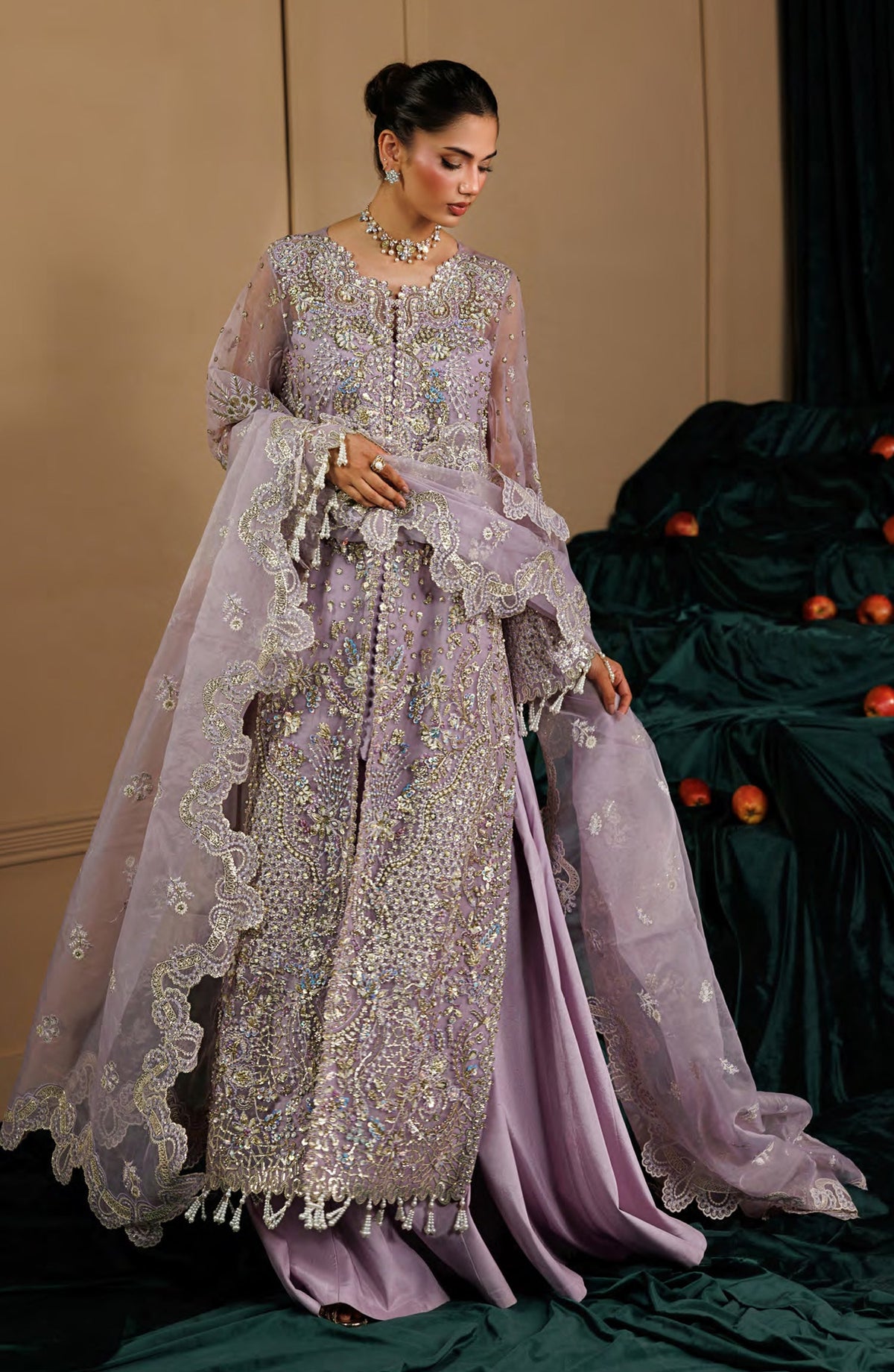 Celeste by Emaan Adeel Embroidered Organza Unstitched 3 Piece Suit - 10 Cyra - ED26CLS - Purple - Festive Collection