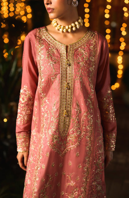 Chand Baali by Casual Lite Embroidered Silk Viscose Stitched 3 Piece Suit - 01 Zargul - CL26CND - Pink - Festive Collection