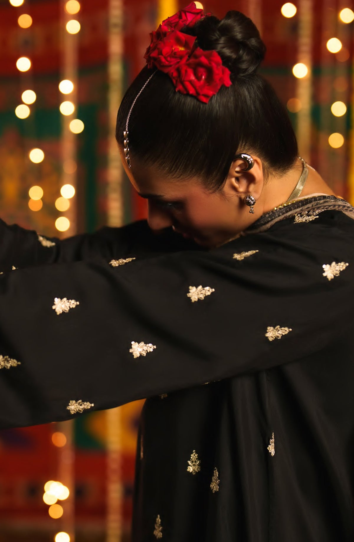 Chand Baali by Casual Lite Embroidered Silk Viscose Stitched 3 Piece Suit - 06 Noor-e-Shab - CL26CND - Black - Festive Collection