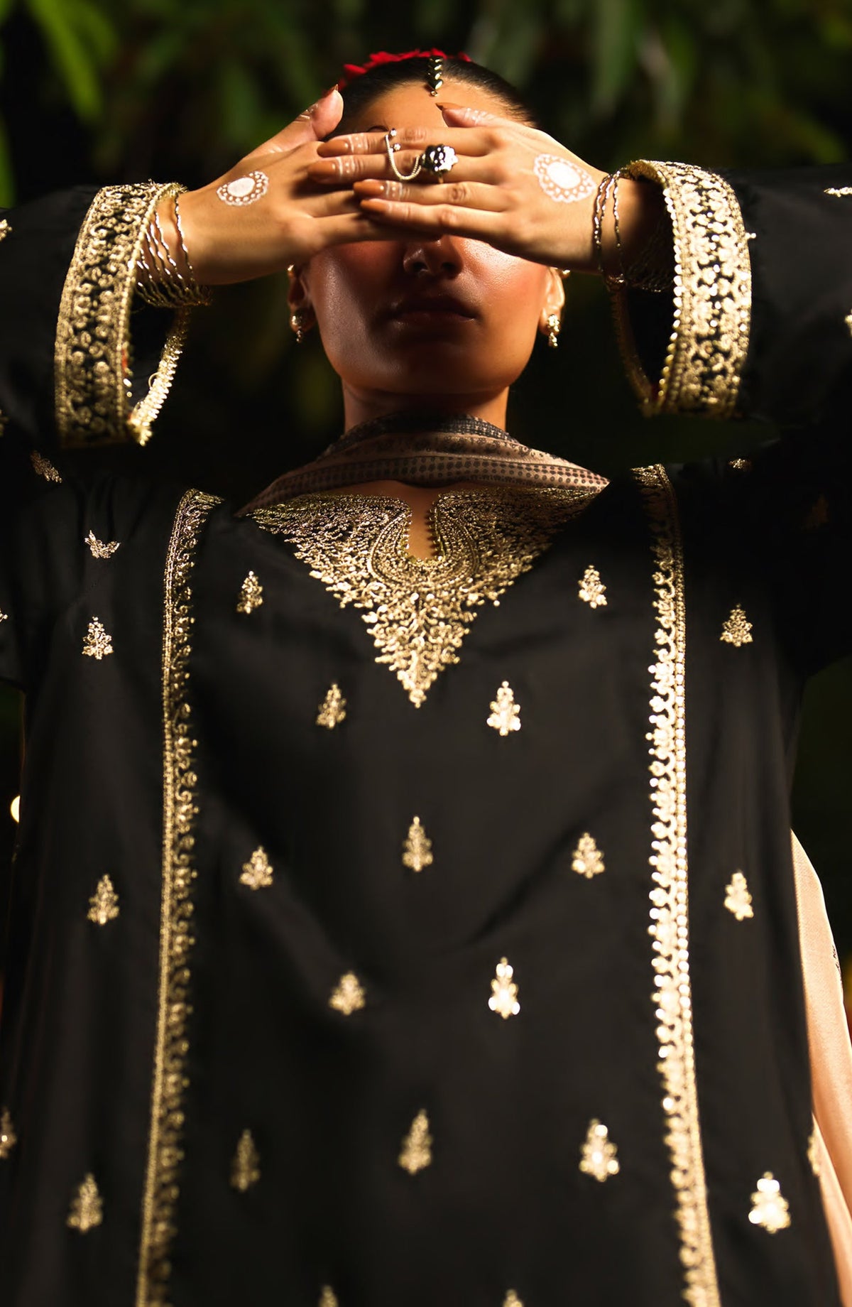 Chand Baali by Casual Lite Embroidered Silk Viscose Stitched 3 Piece Suit - 06 Noor-e-Shab - CL26CND - Black - Festive Collection