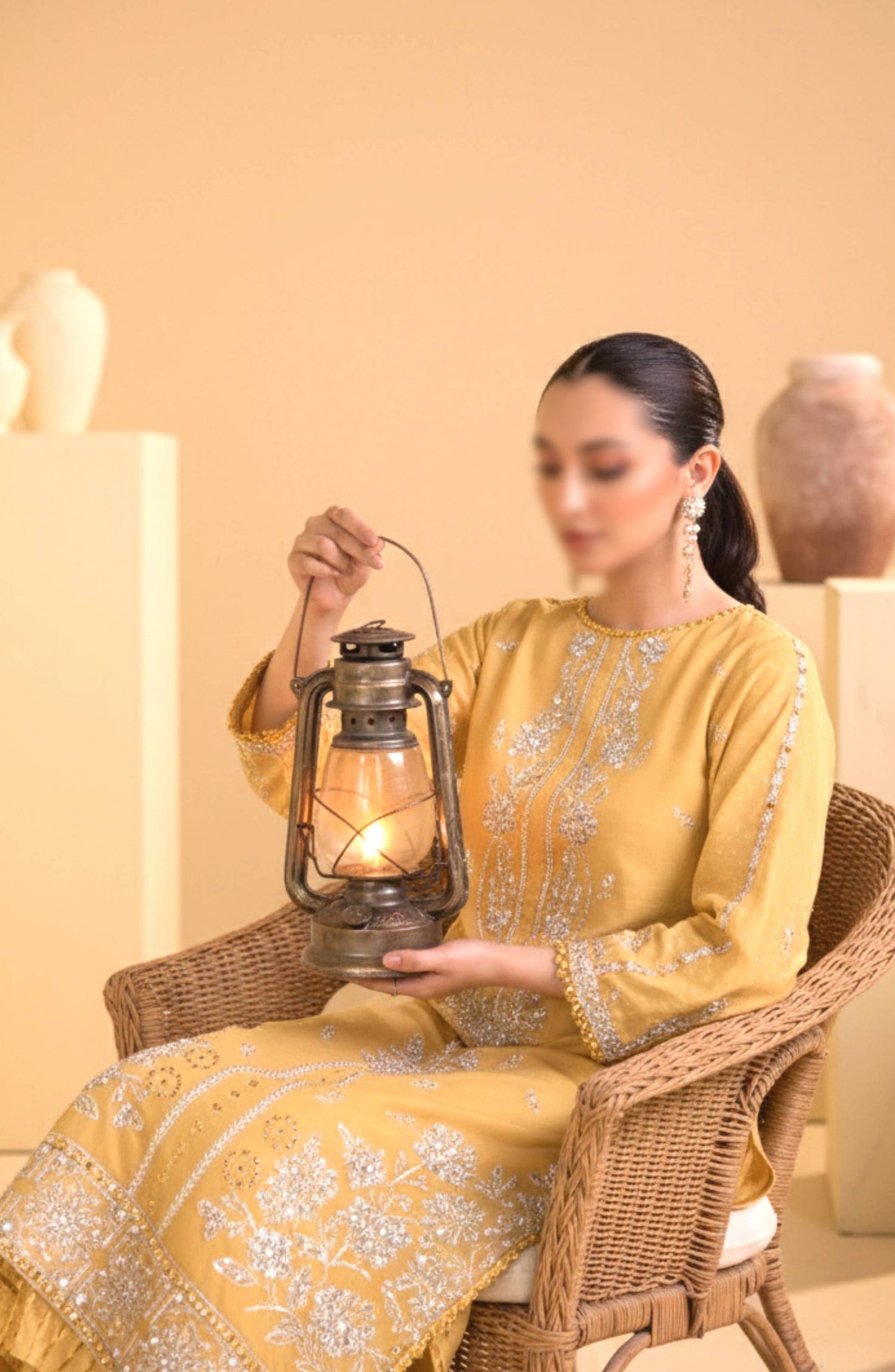 Chandni by Al Karim Embroidered Lawn Unstitched 3 Piece Suit - D-04 - AK26CHN - Yellow - Summer Collection