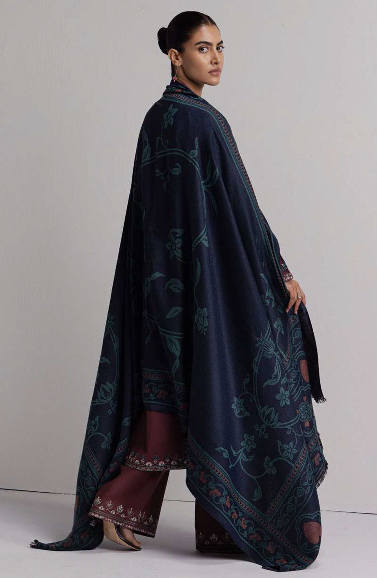 Coco by Zara Shahjahan Embroidered Khaddar Unstitched 3 Piece Suit - D-1A - ZS26CW - Burgundy - Winter Collection