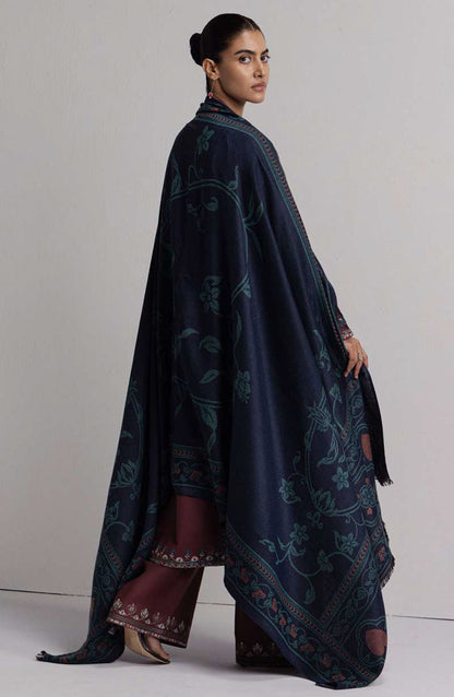 Coco by Zara Shahjahan Embroidered Khaddar Unstitched 3 Piece Suit - D-1A - ZS26CW - Burgundy - Winter Collection