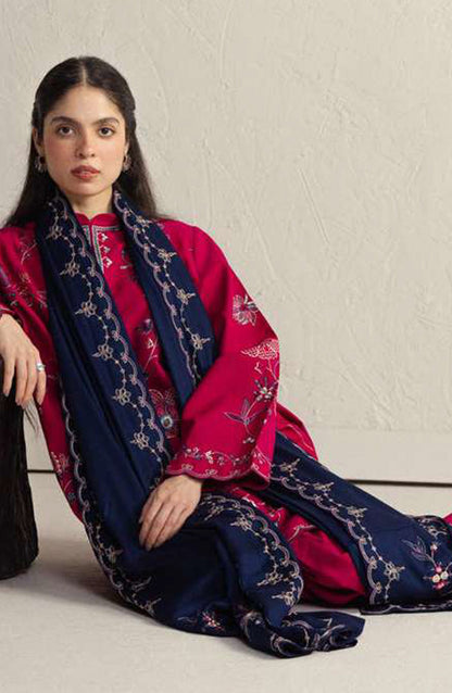Coco by Zara Shahjahan Embroidered Khaddar Unstitched 3 Piece Suit - D-8B - ZS26CW - Pink - Winter Collection
