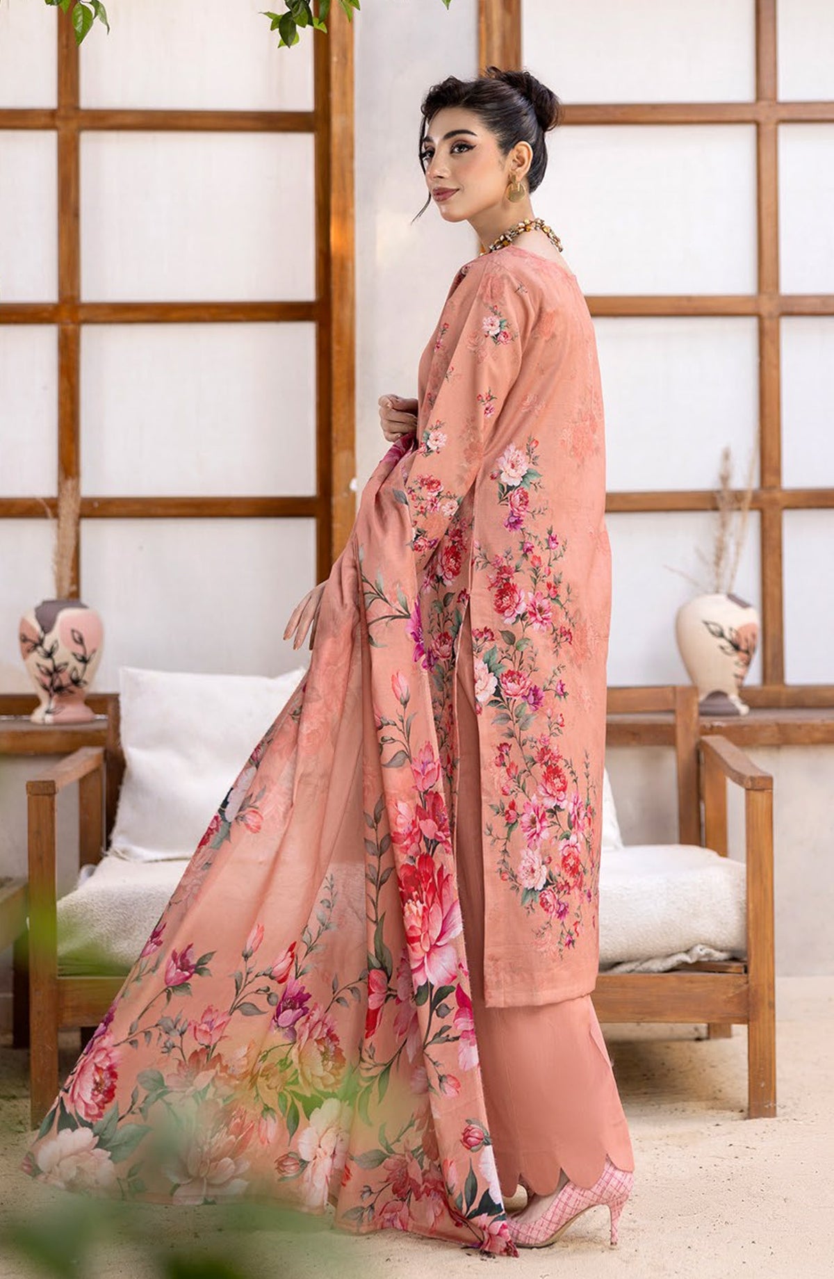 Coco by Panache Embroidered Lawn Unstitched 3 Piece Suit - D-09 - PN26CTW - Peach - Summer Collection