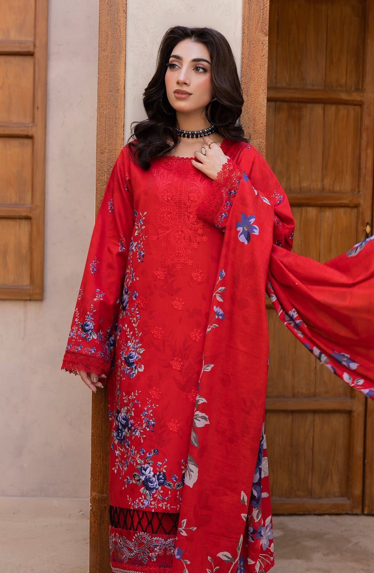 Coco by Panache Embroidered Lawn Unstitched 3 Piece Suit - D-04 - PN26CTW - Red - Summer Collection