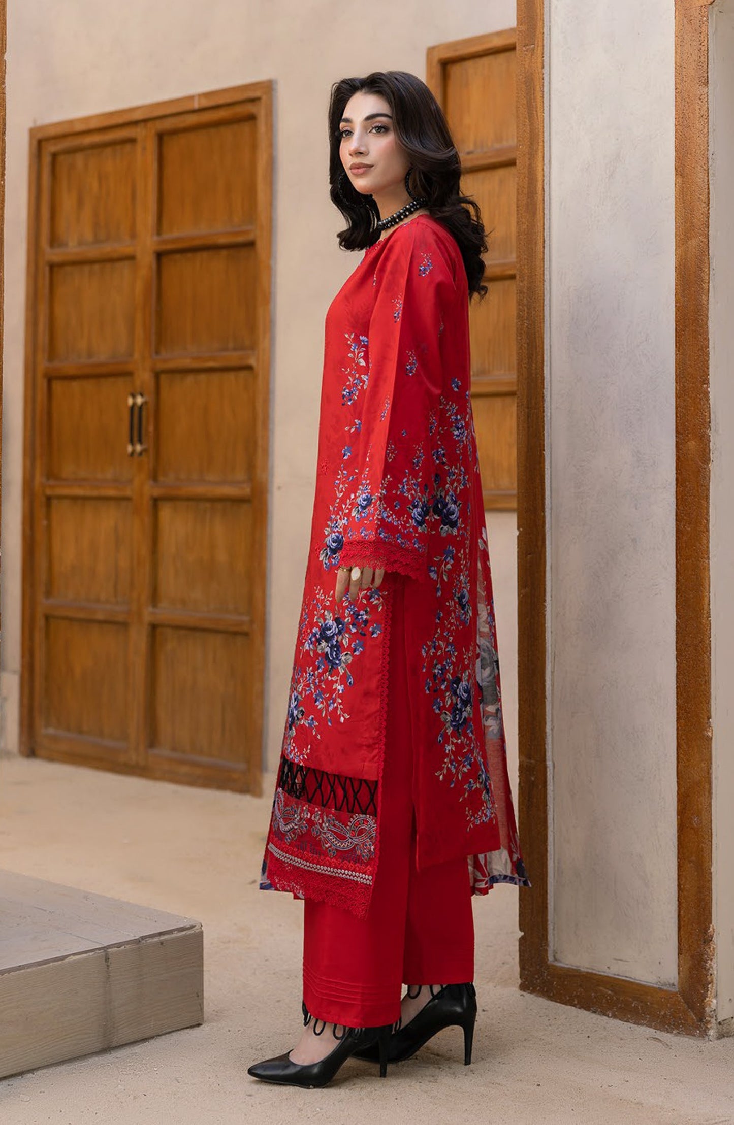 Coco by Panache Embroidered Lawn Unstitched 3 Piece Suit - D-04 - PN26CTW - Red - Summer Collection