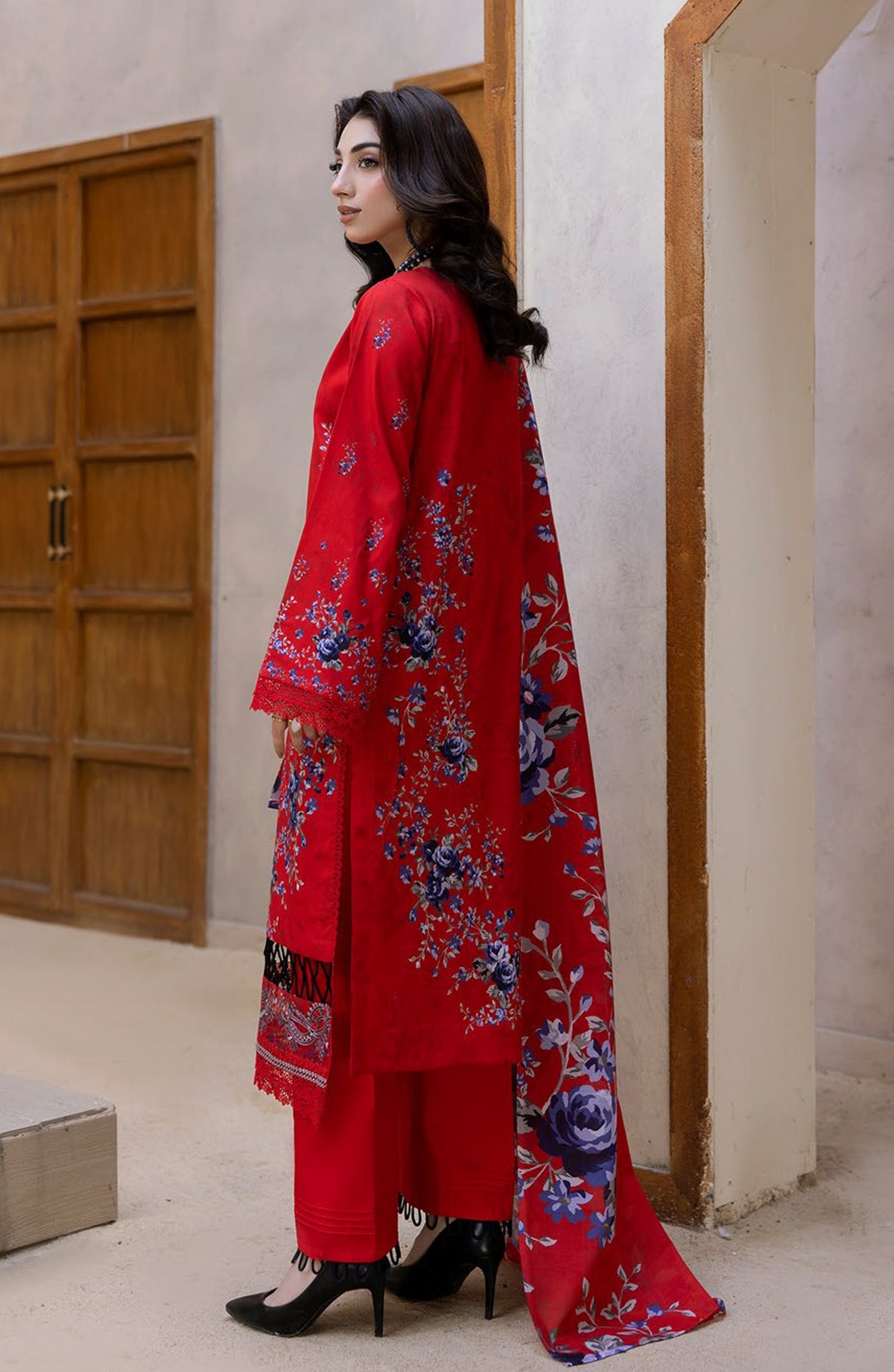 Coco by Panache Embroidered Lawn Unstitched 3 Piece Suit - D-04 - PN26CTW - Red - Summer Collection