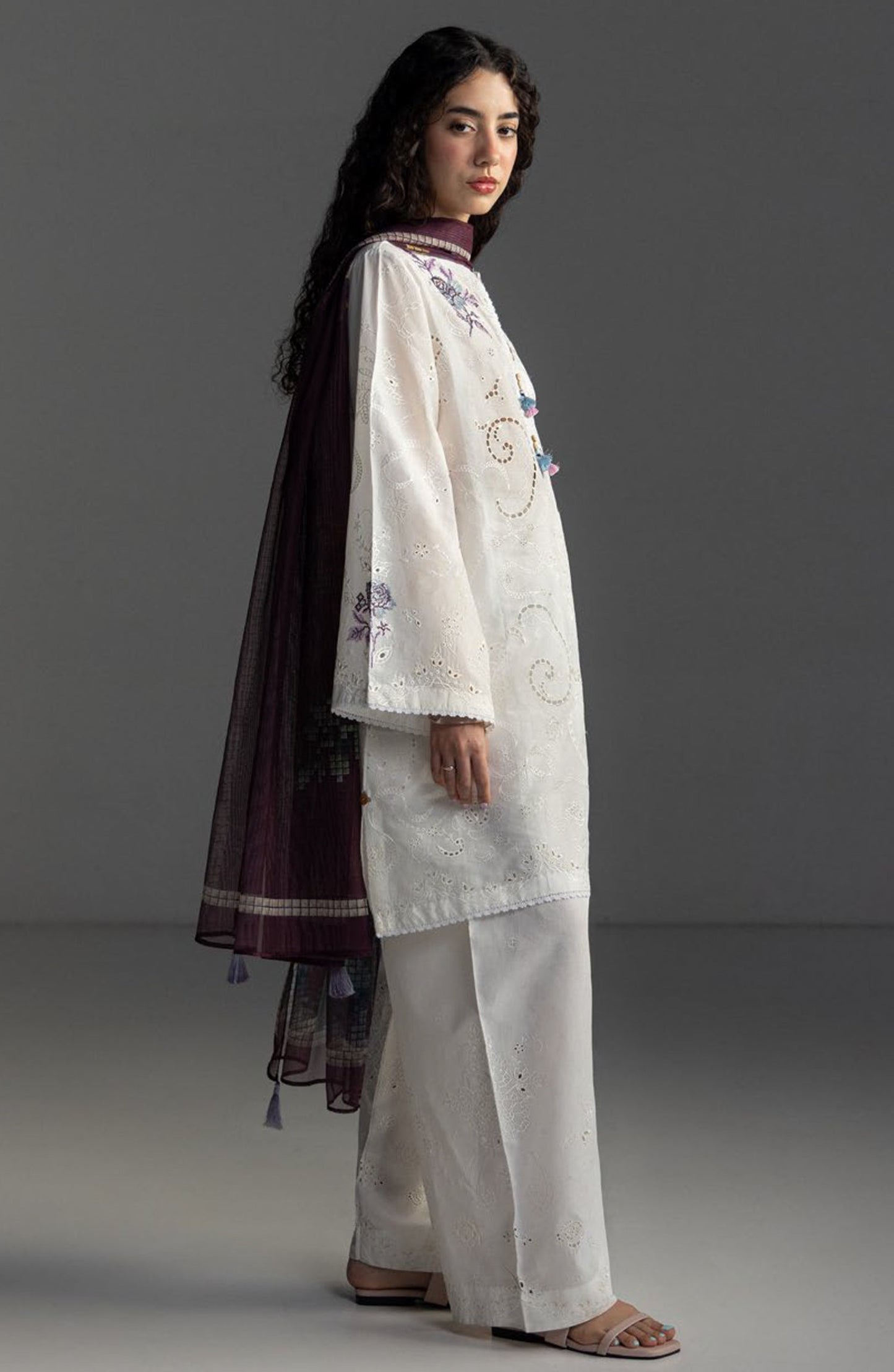 Coco by Zara Shahjahan Embroidered Lawn Unstitched 3 Piece Suit - Sune-10B - ZS26LW - White - Summer Collection