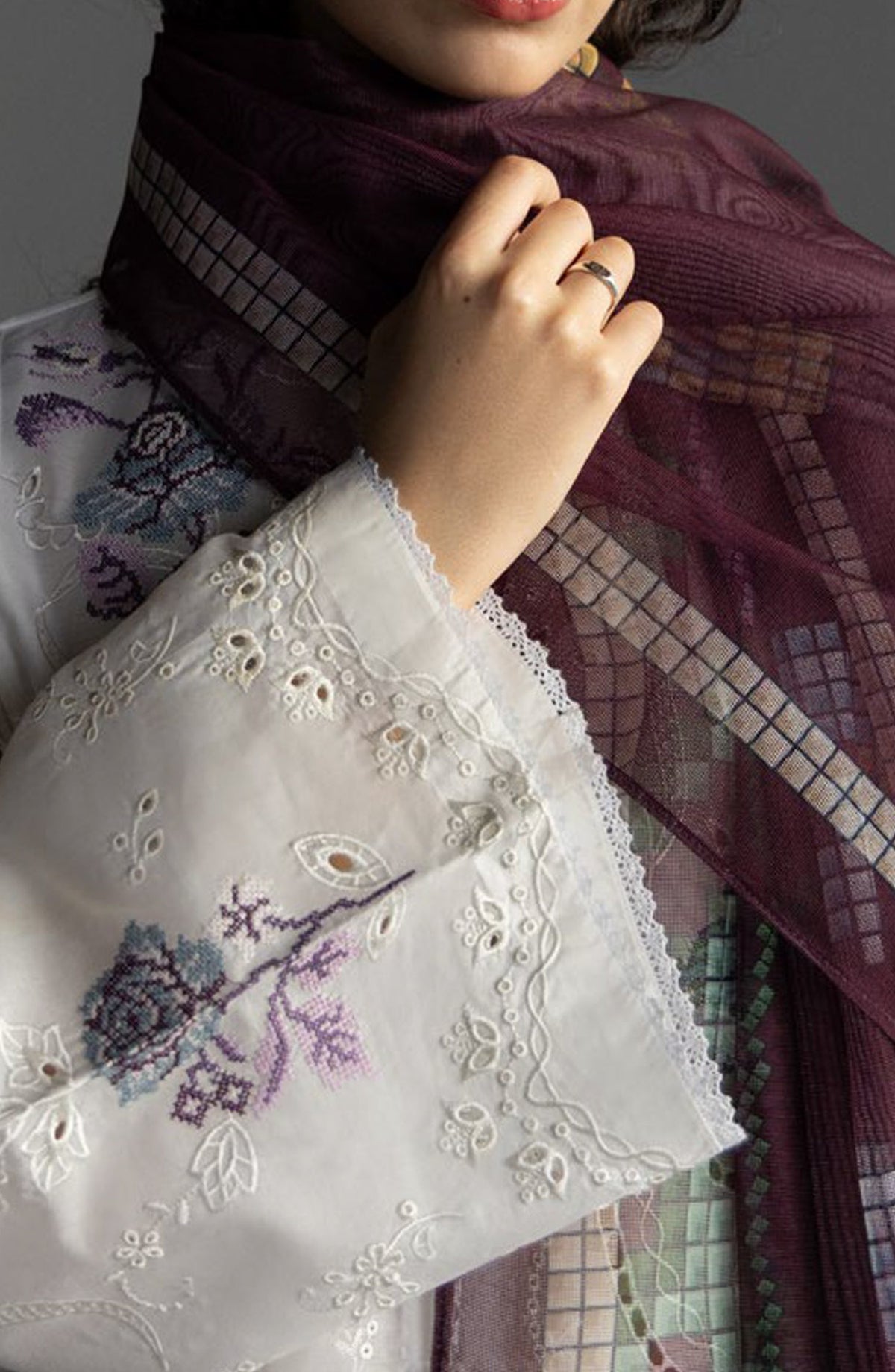 Coco by Zara Shahjahan Embroidered Lawn Unstitched 3 Piece Suit - Sune-10B - ZS26LW - White - Summer Collection