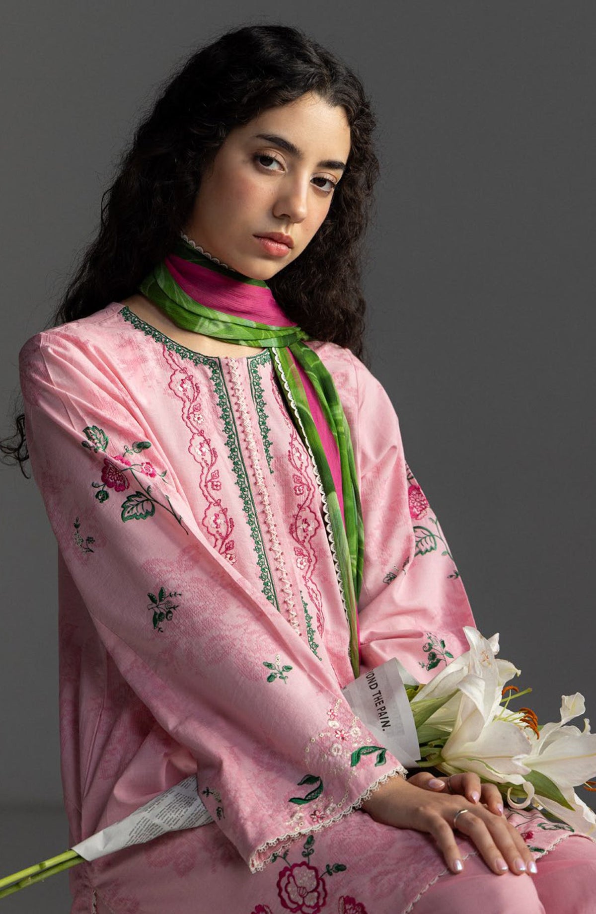 Coco by Zara Shahjahan Embroidered Lawn Unstitched 3 Piece Suit - Miro-2A - ZS26LW - Pink - Summer Collection