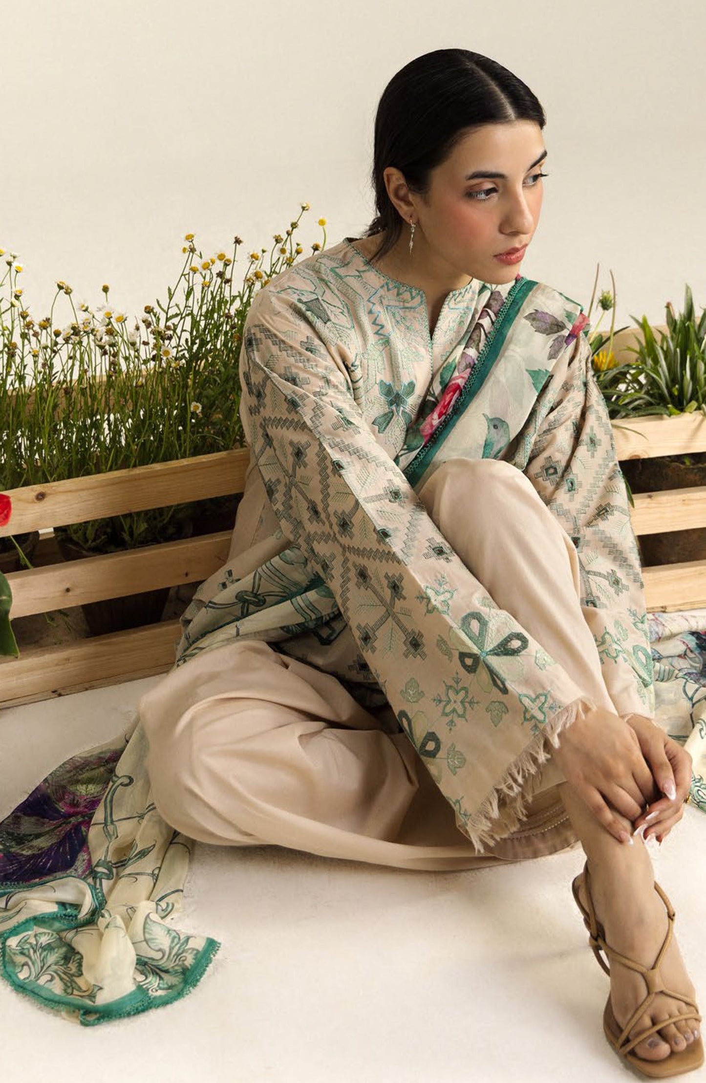 Coco by Zara Shahjahan Embroidered Lawn Unstitched 3 Piece Suit - 9B - ZS26CCO - Peach - Summer Collection