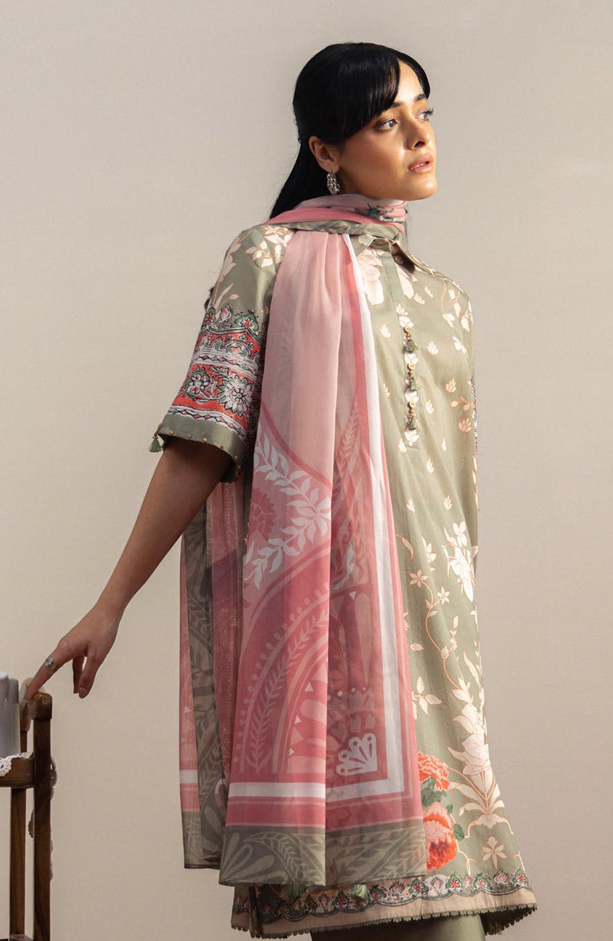 Coco by Zara Shahjahan Printed Lawn Unstitched 3 Piece Suit - 10A - ZS26PRTS - Grey - Summer Collection