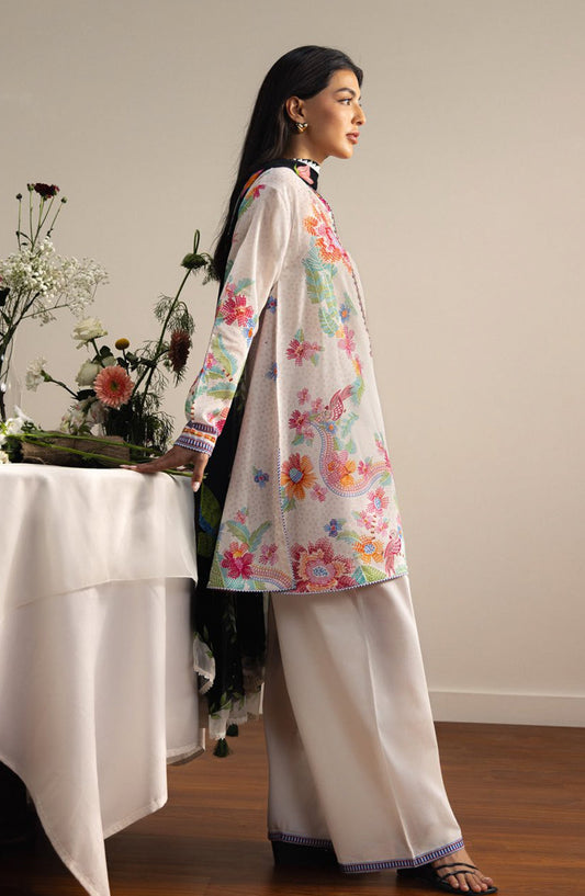 Coco by Zara Shahjahan Printed Lawn Unstitched 3 Piece Suit - 2B - ZS26PRTS - White - Summer Collection