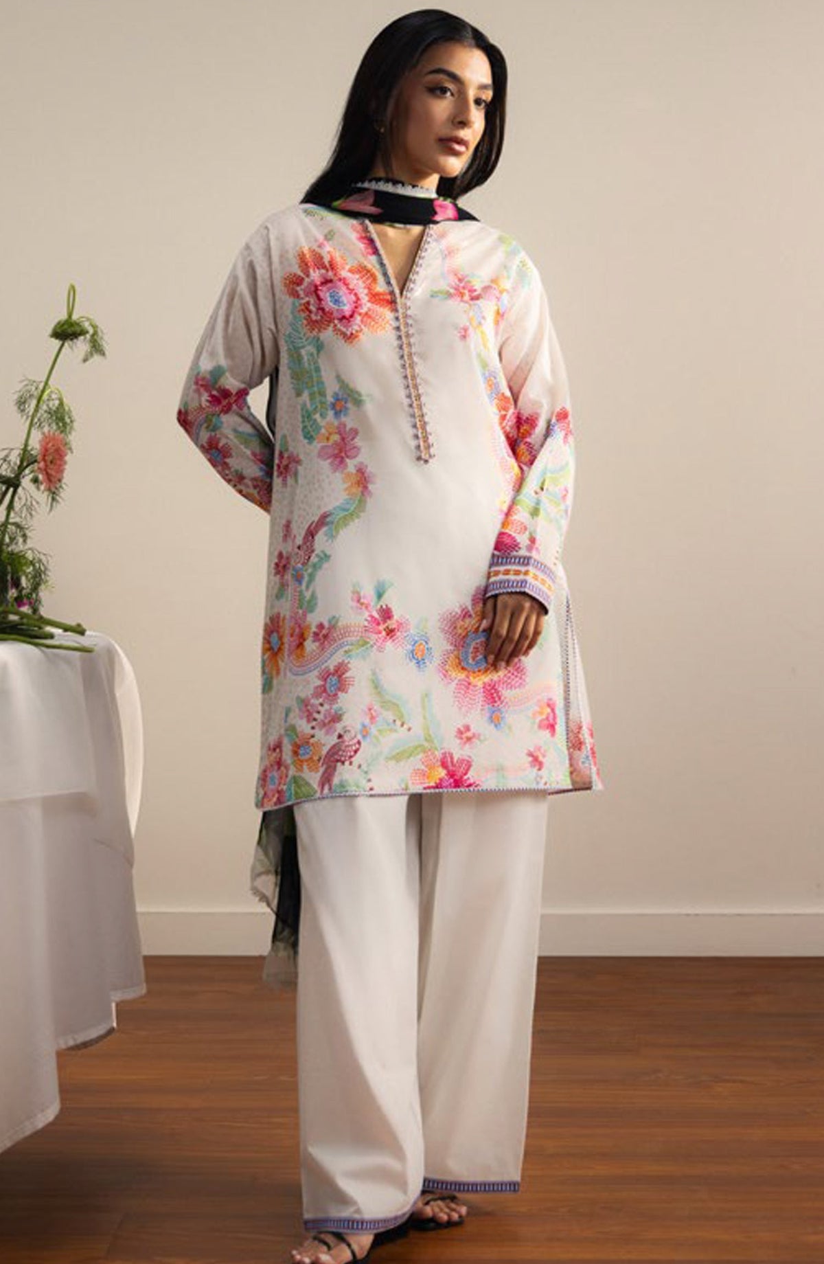Coco by Zara Shahjahan Printed Lawn Unstitched 3 Piece Suit - 2B - ZS26PRTS - White - Summer Collection