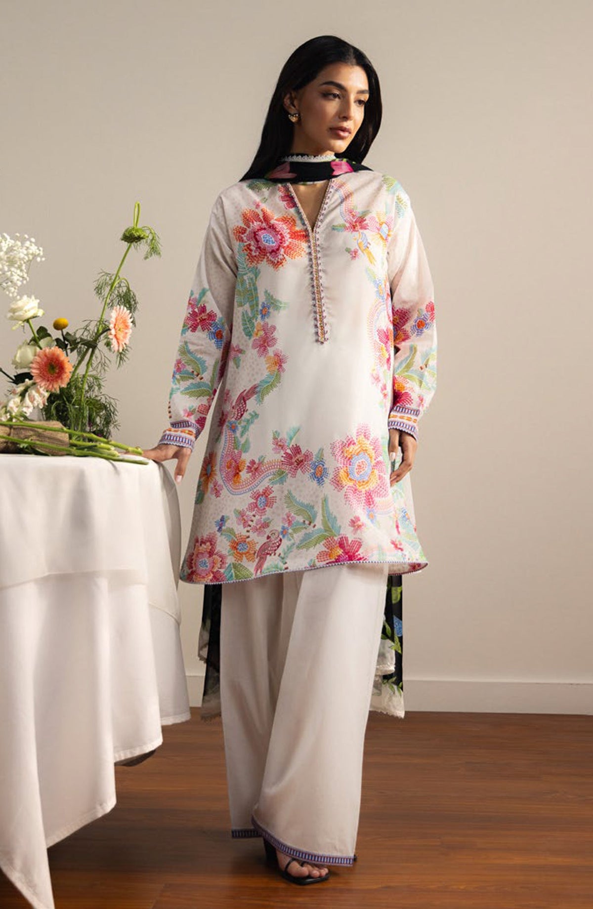 Coco by Zara Shahjahan Printed Lawn Unstitched 3 Piece Suit - 2B - ZS26PRTS - White - Summer Collection