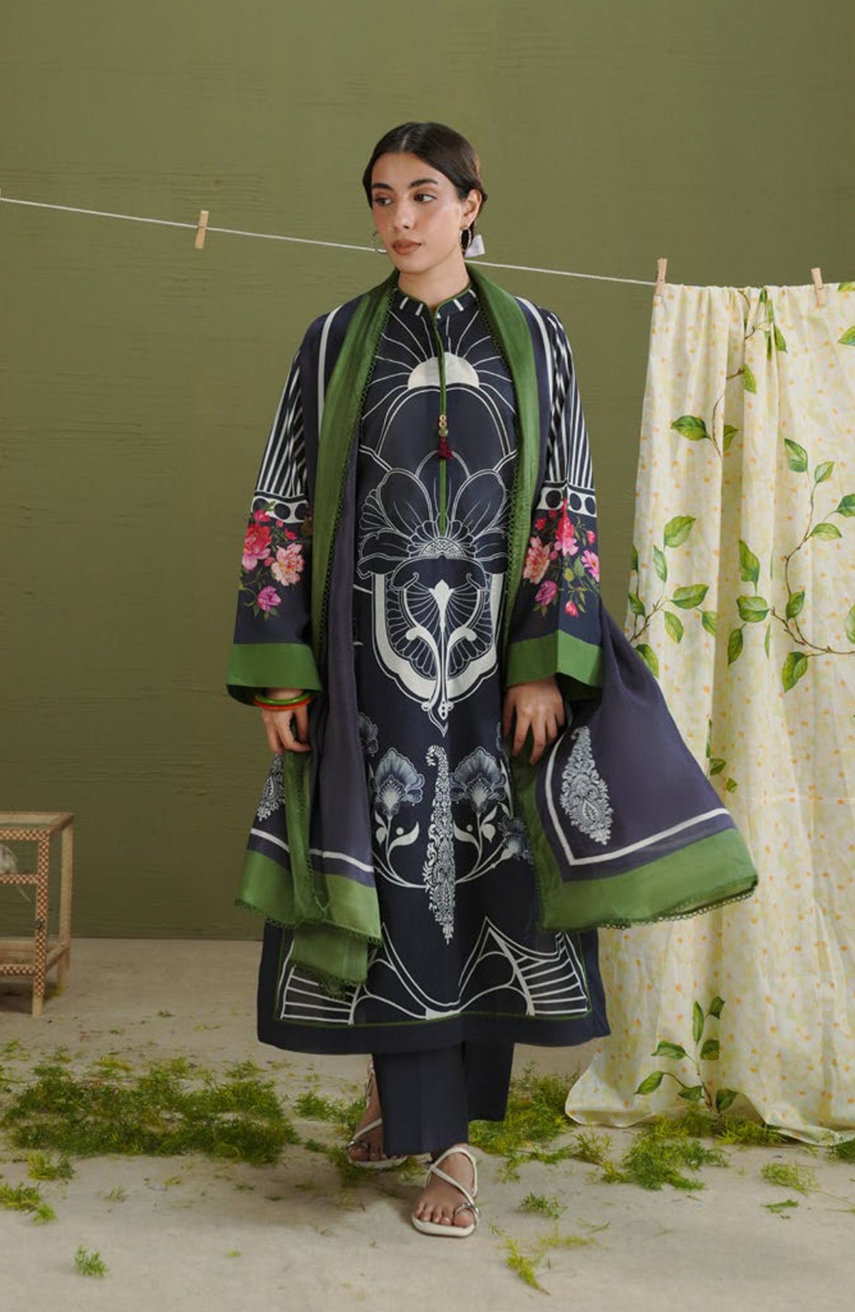 Coco by Zara Shahjahan Printed Lawn Unstitched 3 Piece Suit - D-10B - ZS26PR - Black - Summer Collection