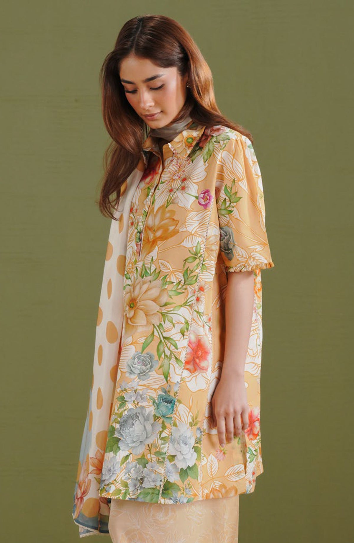 Coco by Zara Shahjahan Printed Lawn Unstitched 3 Piece Suit - D-9B - ZS26PR - Yellow - Summer Collection