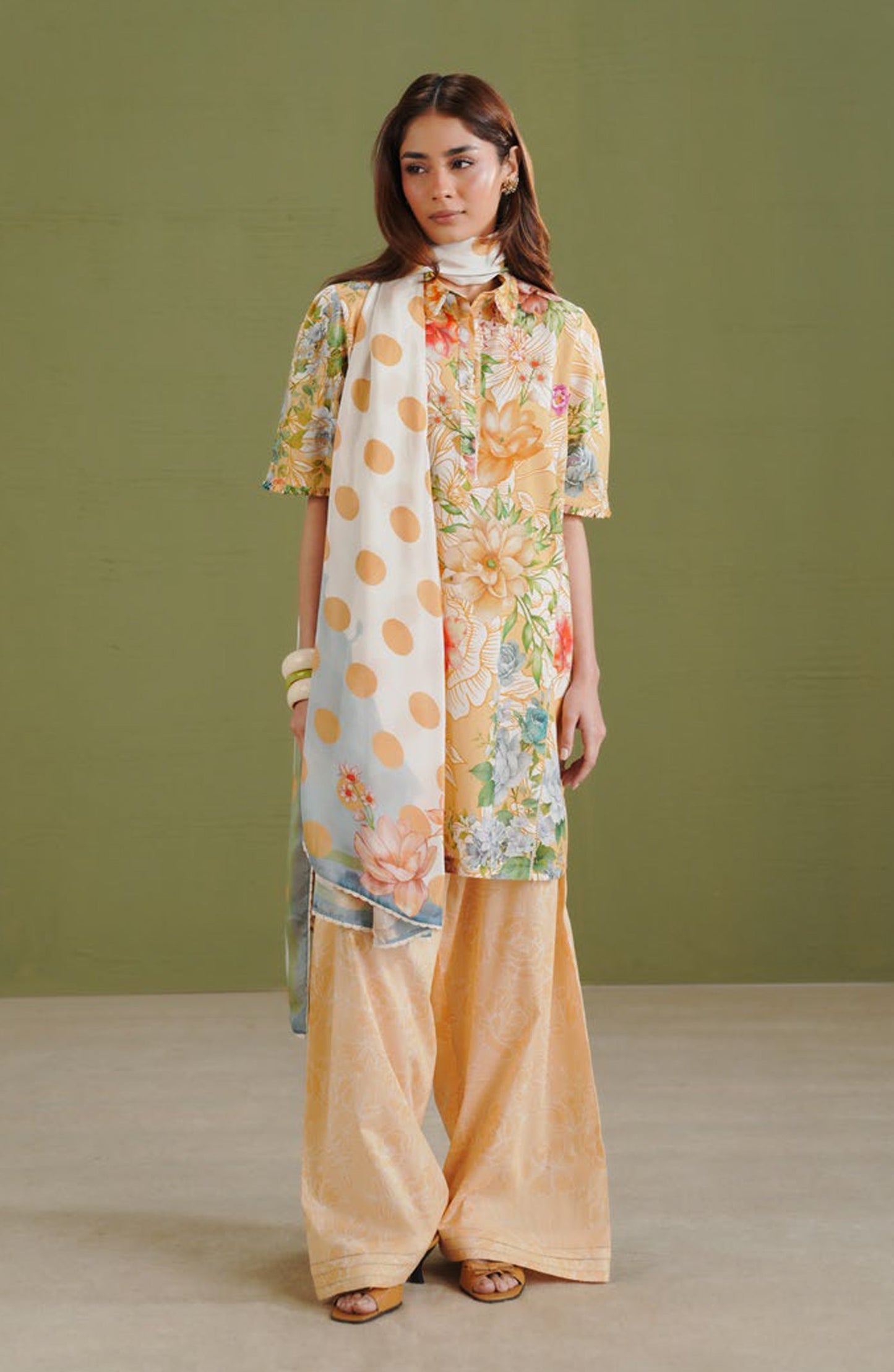 Coco by Zara Shahjahan Printed Lawn Unstitched 3 Piece Suit - D-9B - ZS26PR - Yellow - Summer Collection