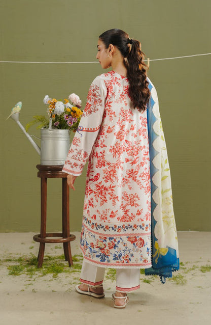 Coco by Zara Shahjahan Printed Lawn Unstitched 3 Piece Suit - D-4A - ZS26PR - White - Summer Collection