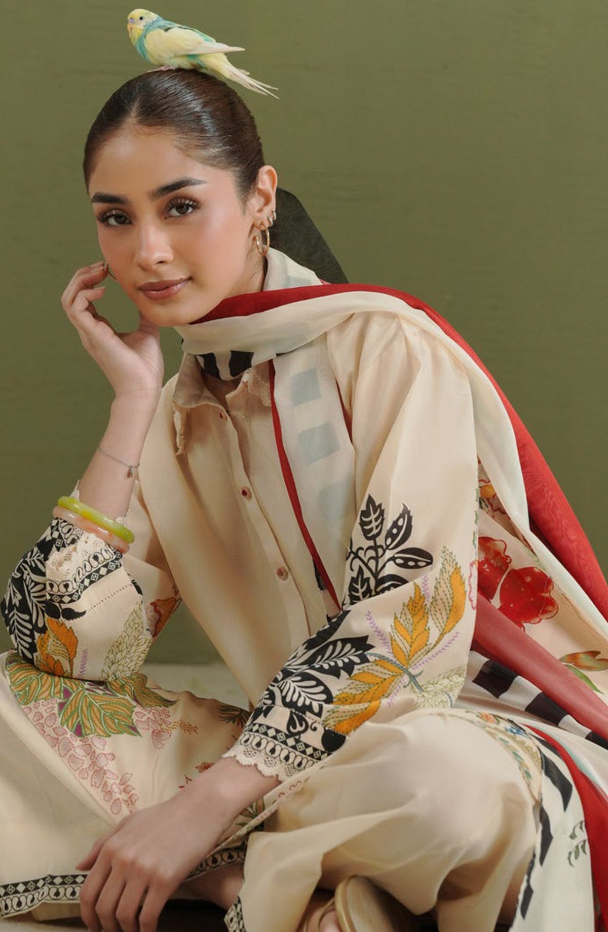 Coco by Zara Shahjahan Printed Lawn Unstitched 3 Piece Suit - D-3A - ZS26PR - Fawn - Summer Collection