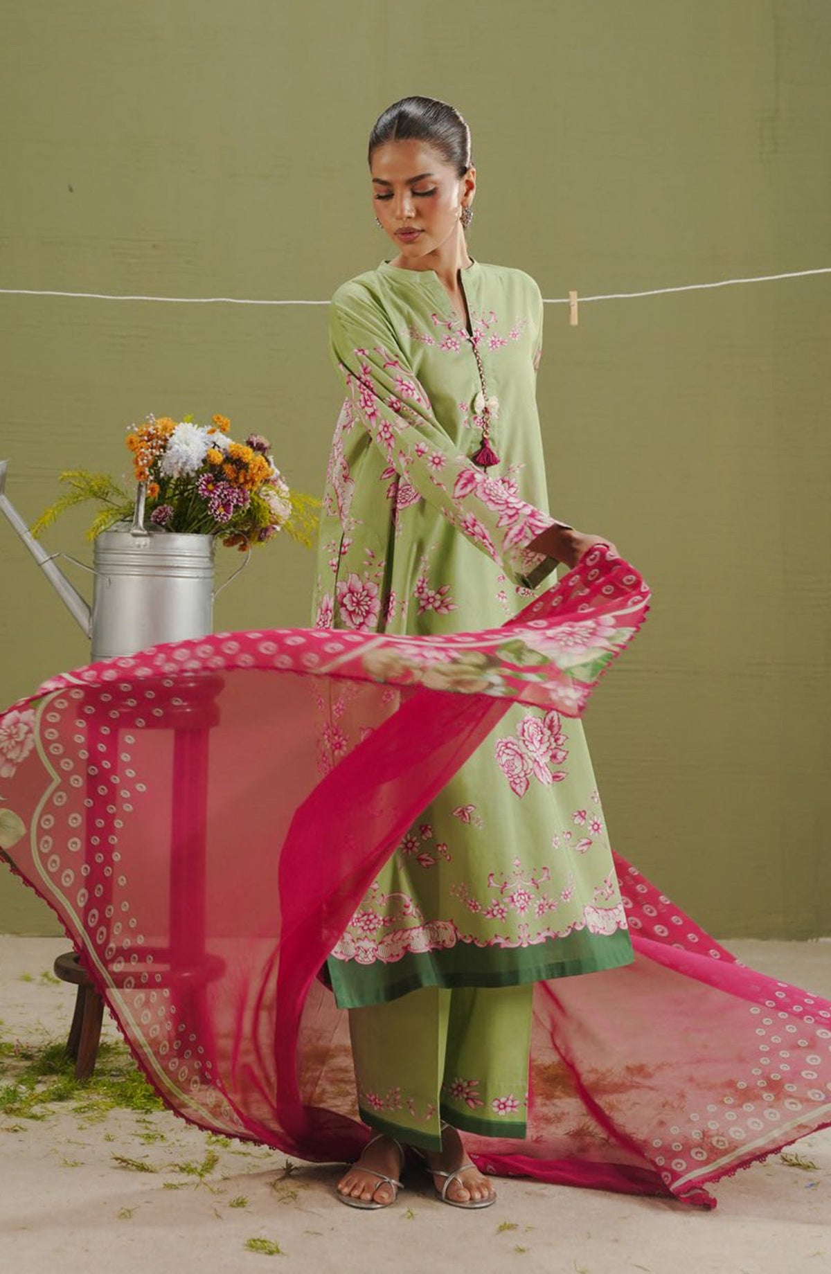 Coco by Zara Shahjahan Printed Lawn Unstitched 3 Piece Suit - D-2B - ZS26PR - Green - Summer Collection