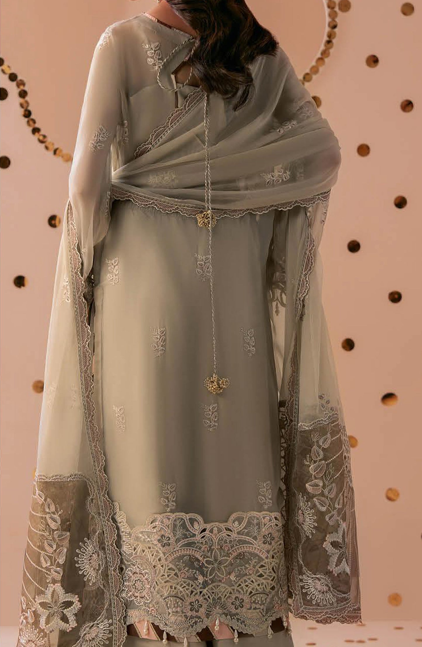 Dastak by Ramsha Premium Embroidered Chiffon Unstitched 3 Piece Suit - Q-307 - RM26DTK - Green - Festive Collection