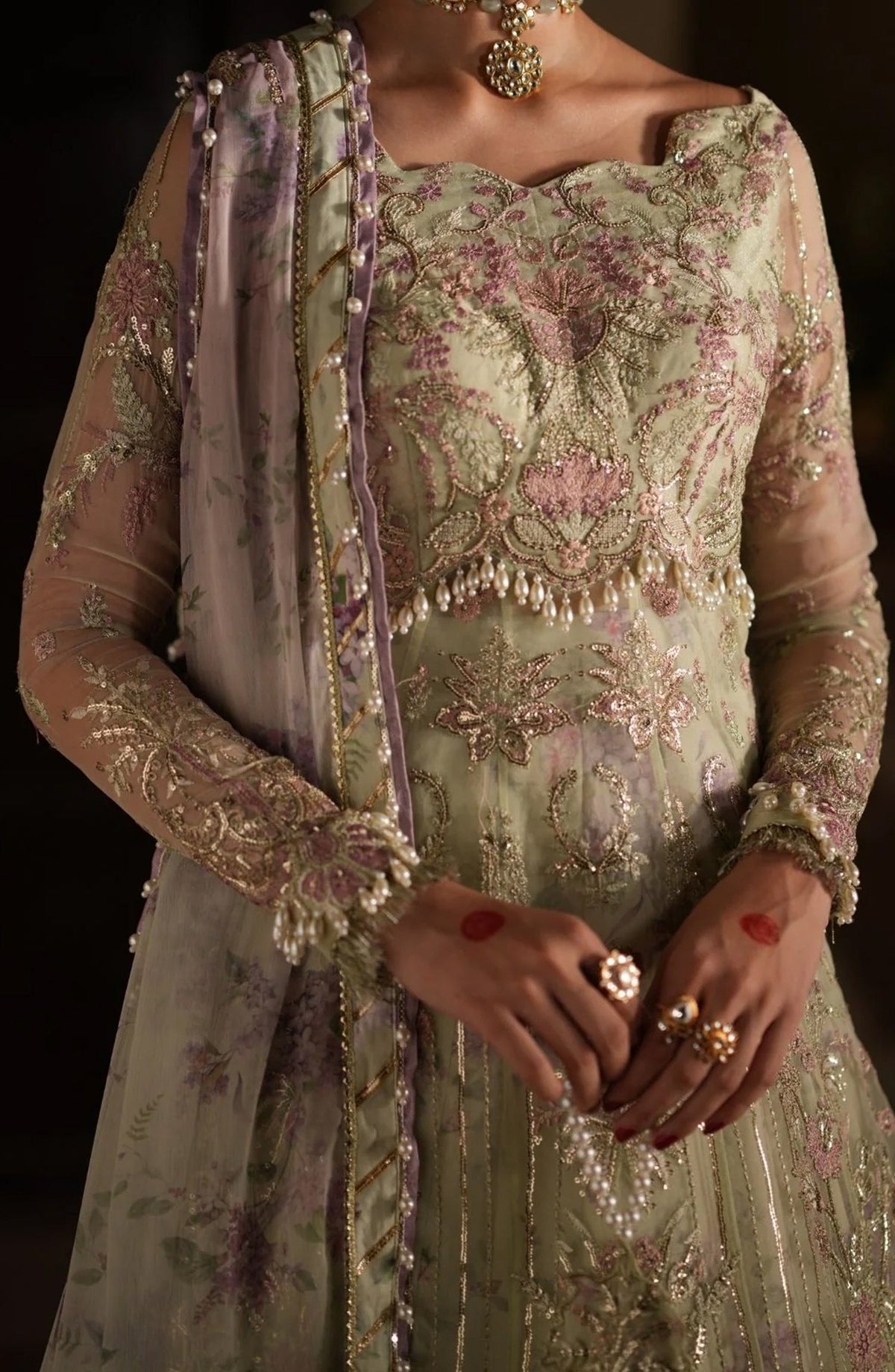 Dastan e Ishq by AJR Luxury Embroidered Organza Unstitched 3 Piece Suit - AJR-DS-07 GHAZAL - AJR25DST - Green - Festive Formals Collection