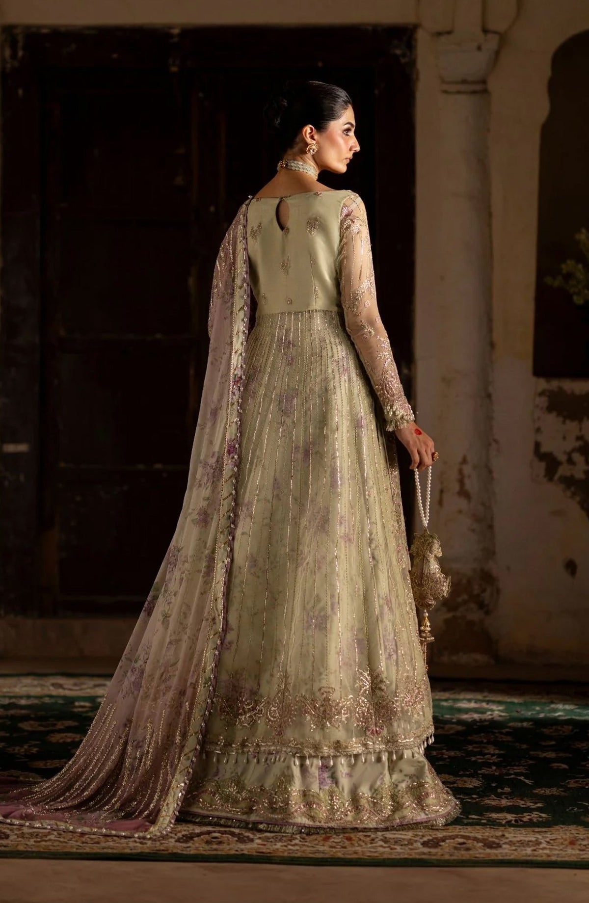 Dastan e Ishq by AJR Luxury Embroidered Organza Unstitched 3 Piece Suit - AJR-DS-07 GHAZAL - AJR25DST - Green - Festive Formals Collection