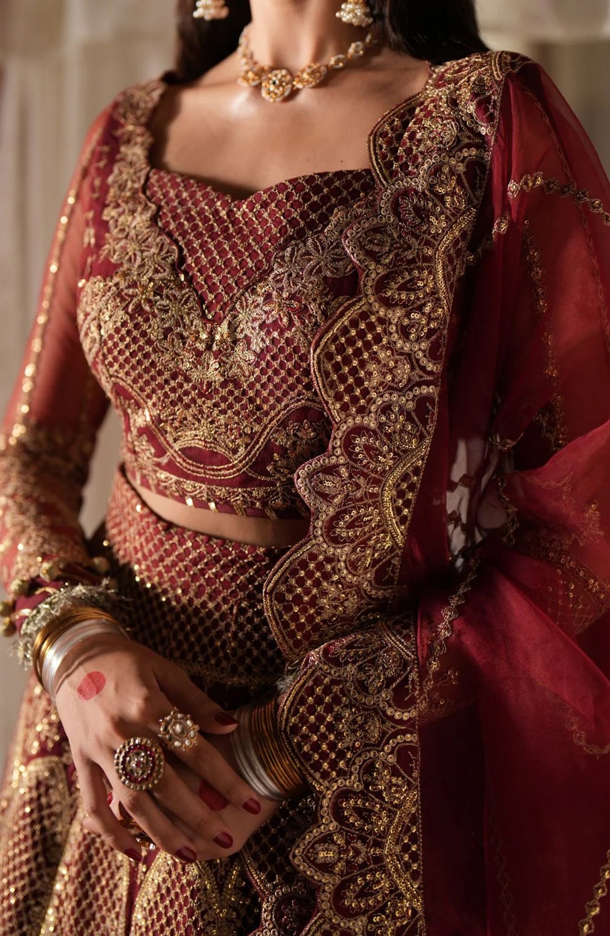 Dastan e Ishq by AJR Luxury Embroidered Net Unstitched 3 Piece Suit - AJR-DS-03 PARIZAD - AJR25DST - Red - Festive Formals Collection