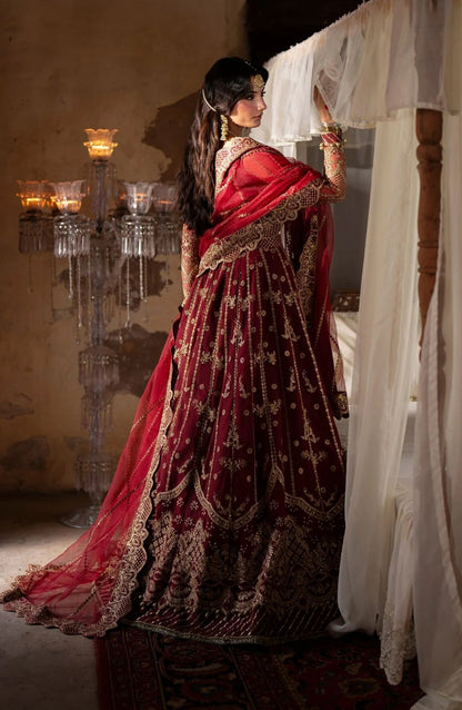 Dastan e Ishq by AJR Luxury Embroidered Net Unstitched 3 Piece Suit - AJR-DS-03 PARIZAD - AJR25DST - Red - Festive Formals Collection