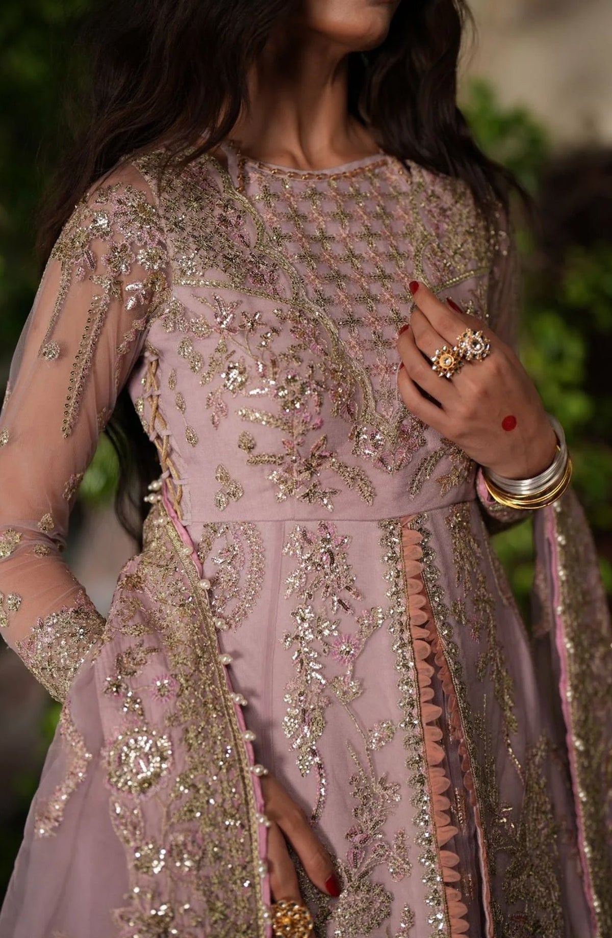 Dastan e Ishq by AJR Luxury Embroidered Net Unstitched 3 Piece Suit - AJR-DS-01 DHANAK - AJR25DST - Pink - Festive Formals Collection