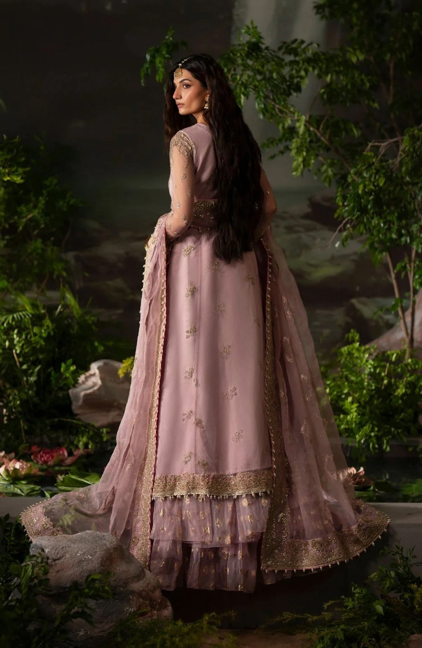 Dastan e Ishq by AJR Luxury Embroidered Net Unstitched 3 Piece Suit - AJR-DS-01 DHANAK - AJR25DST - Pink - Festive Formals Collection