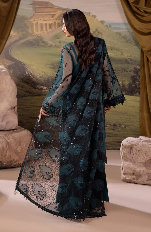 Dehleez by Embroidered Organza Unstitched 3 Piece Suit - DL-51 - AK26DLZ - Teal - Formal Collection